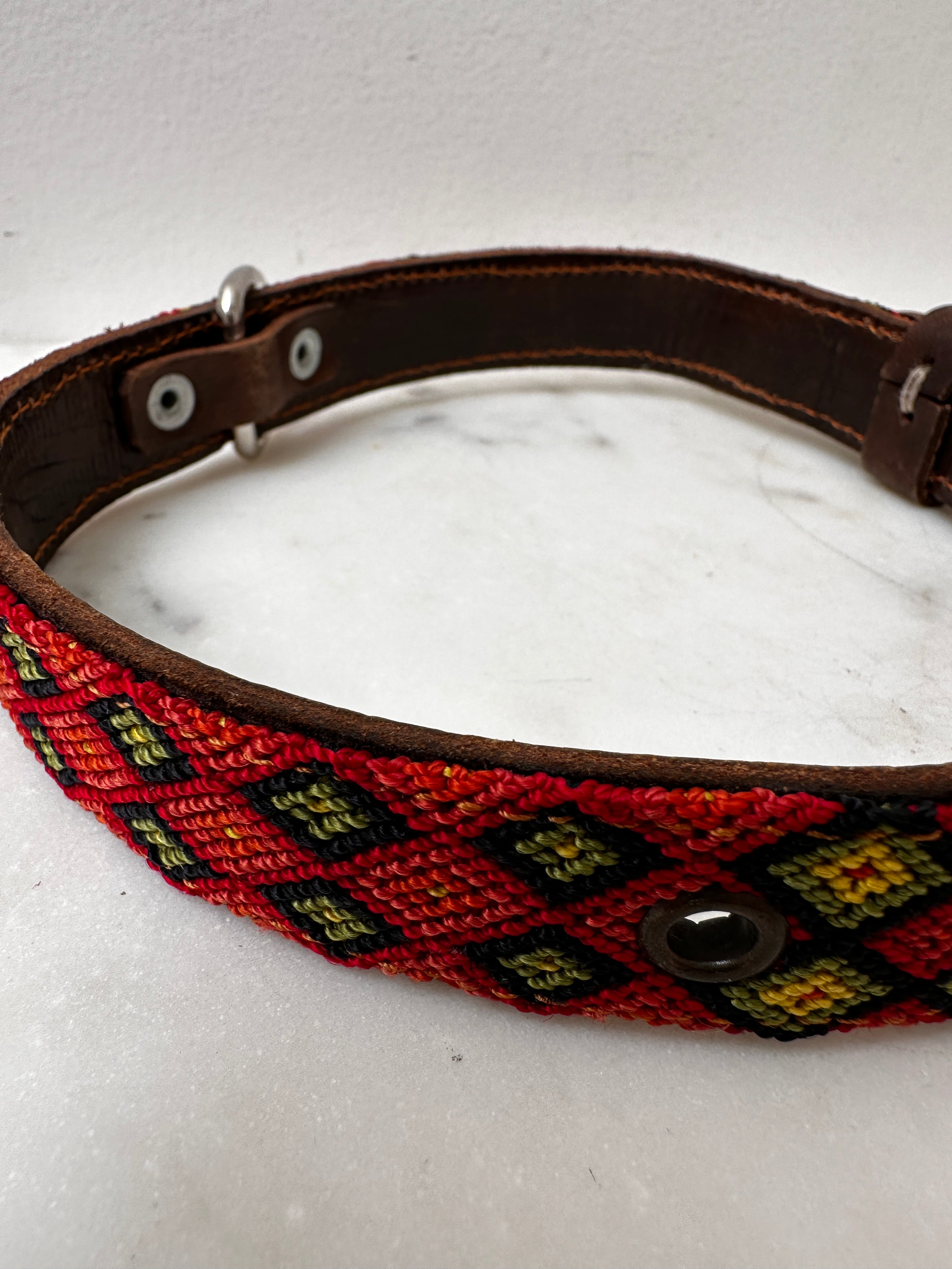 Future Nomads Homewares One Size Huichol Fully Embroidered Dog Collar L7