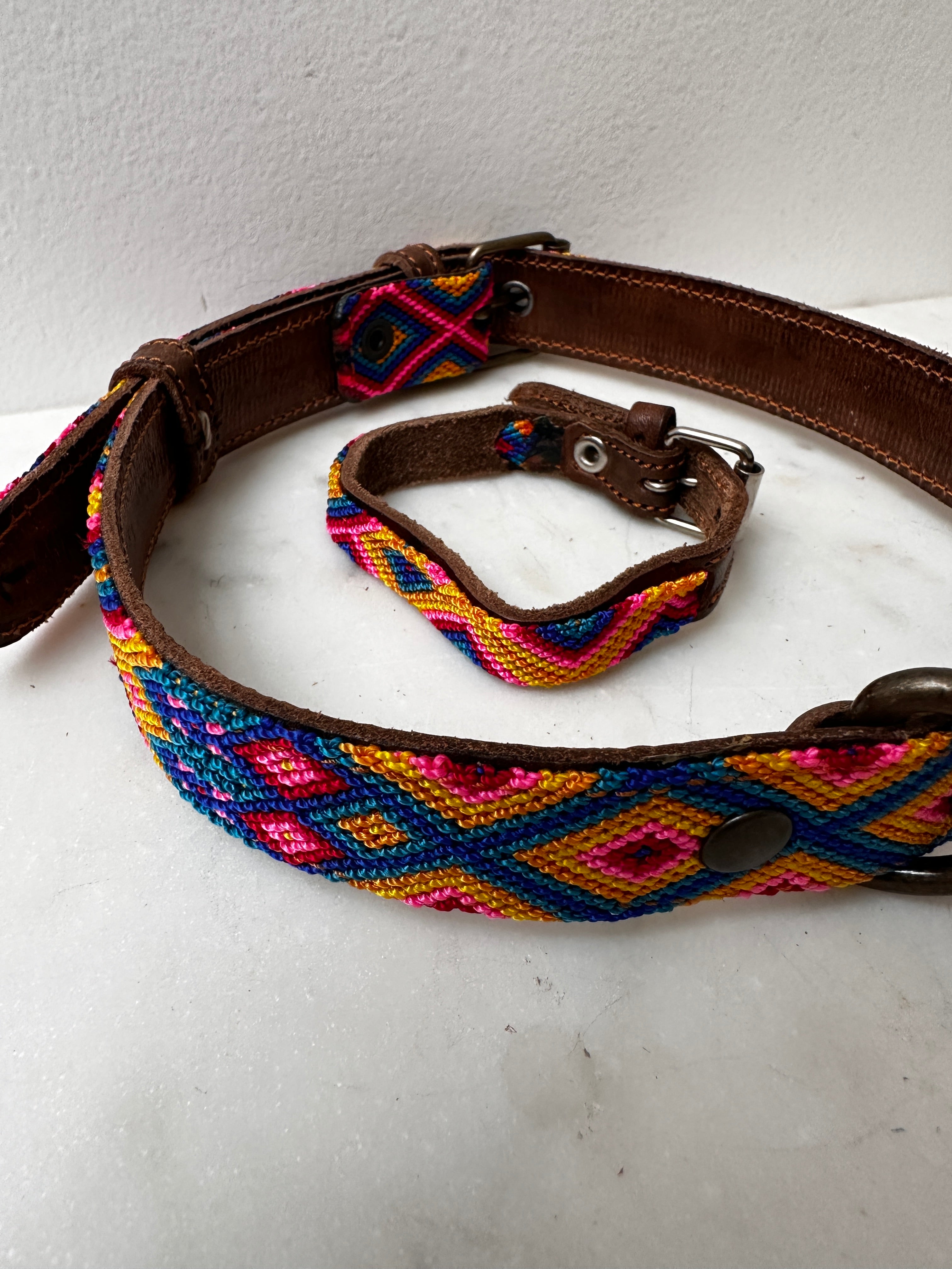 Future Nomads Homewares One Size Huichol Fully Embroidered Dog Collar L8