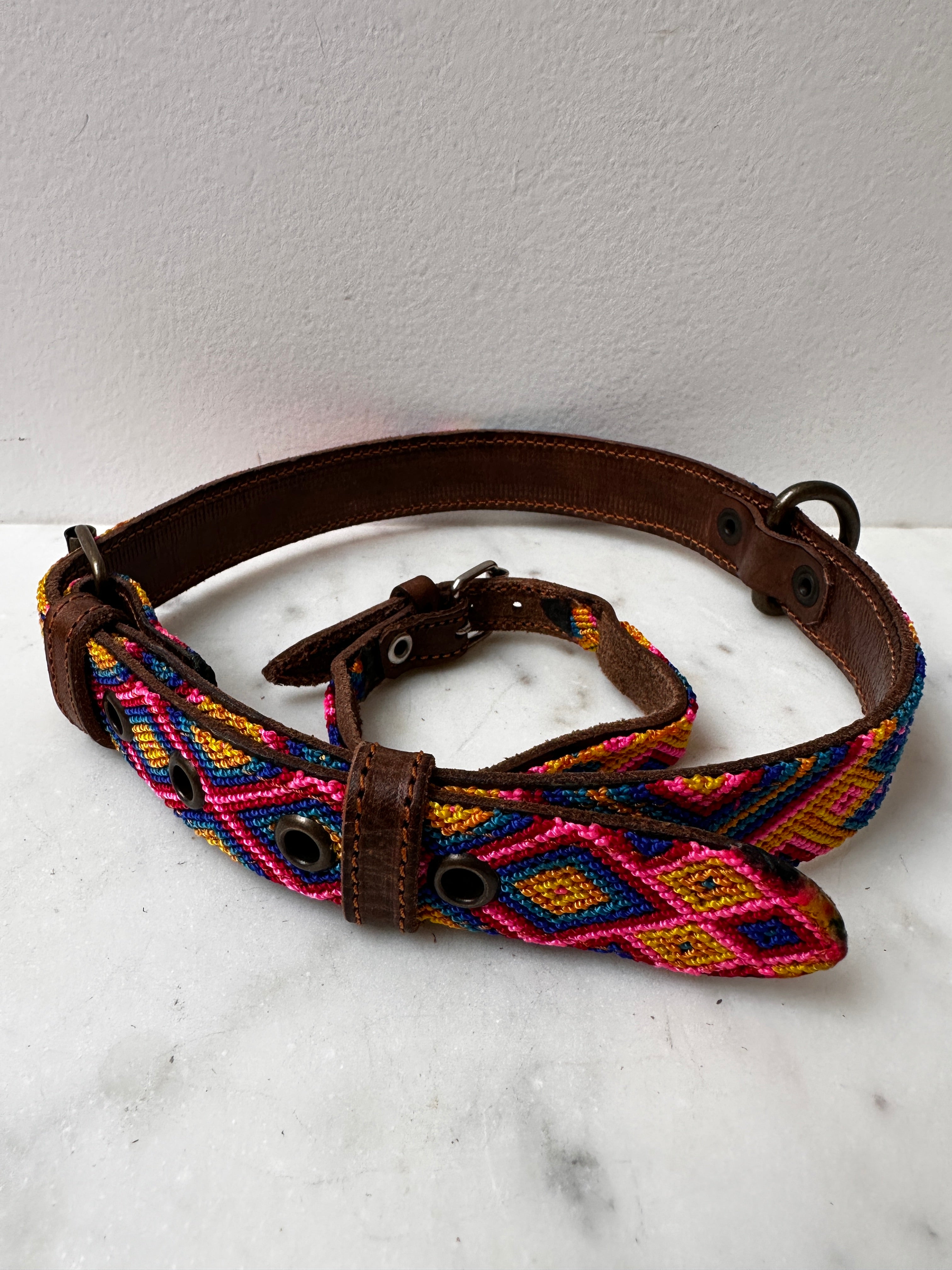 Future Nomads Homewares One Size Huichol Fully Embroidered Dog Collar L8