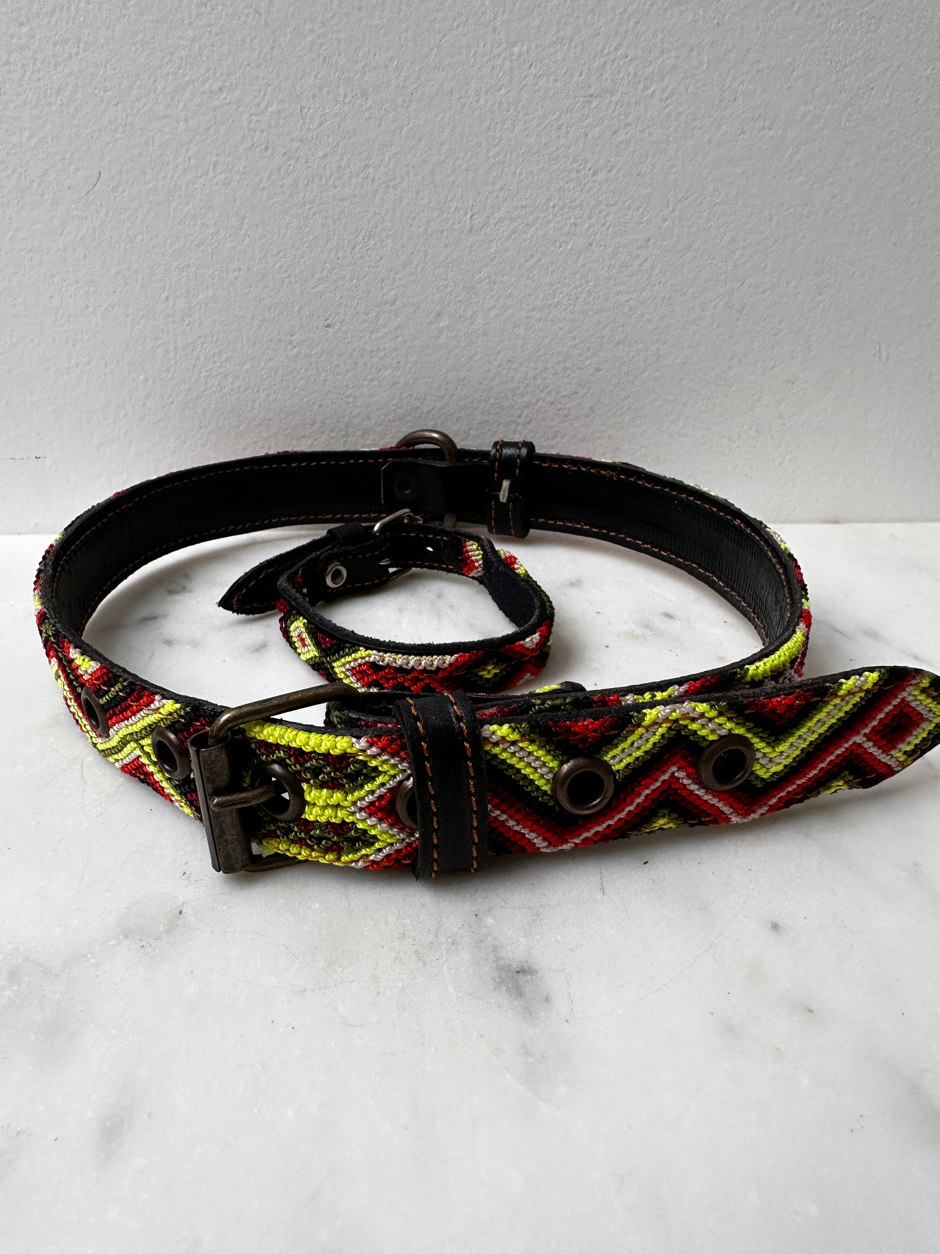 Future Nomads Homewares One Size Huichol Fully Embroidered Dog Collar L9