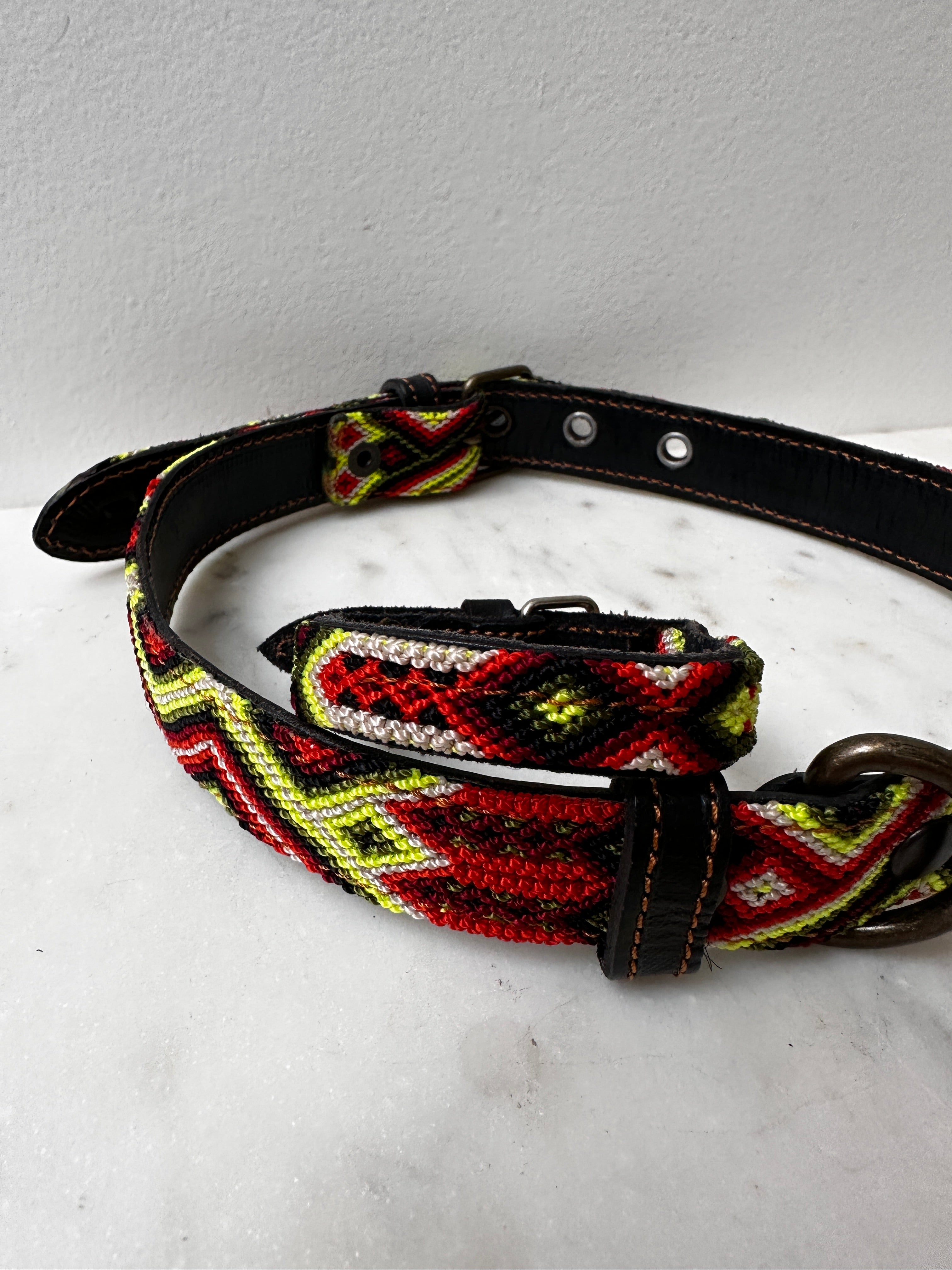 Future Nomads Homewares One Size Huichol Fully Embroidered Dog Collar L9