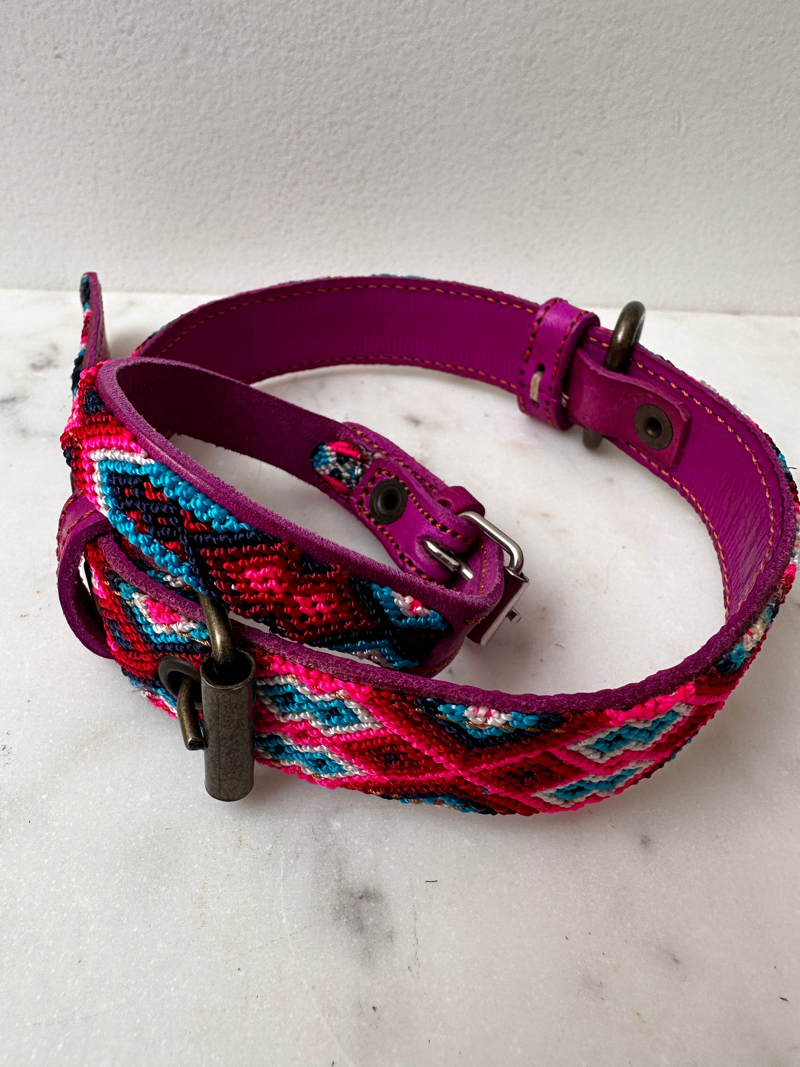 Future Nomads Homewares One Size Huichol Fully Embroidered Dog Collar M1
