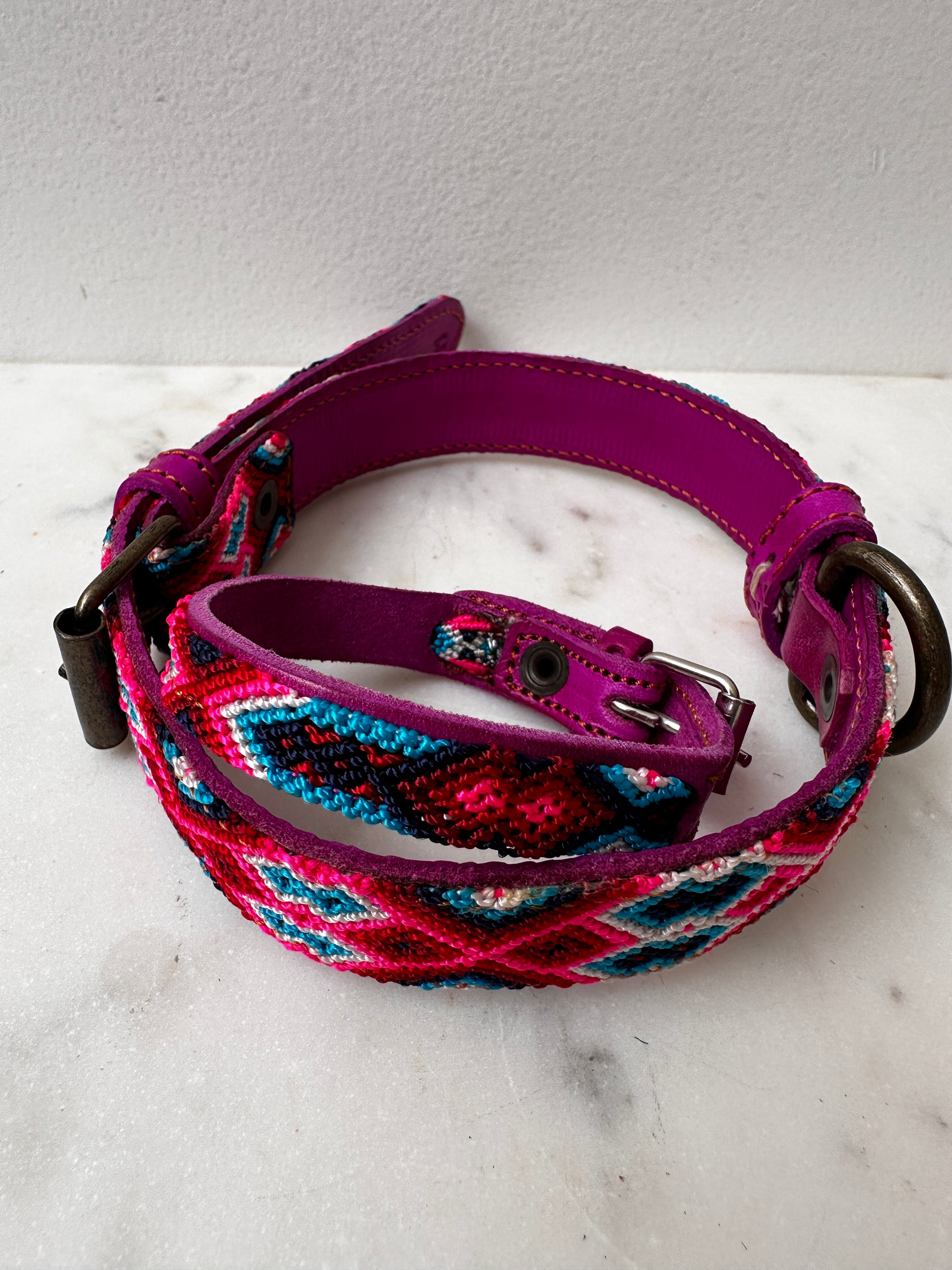 Future Nomads Homewares One Size Huichol Fully Embroidered Dog Collar M1