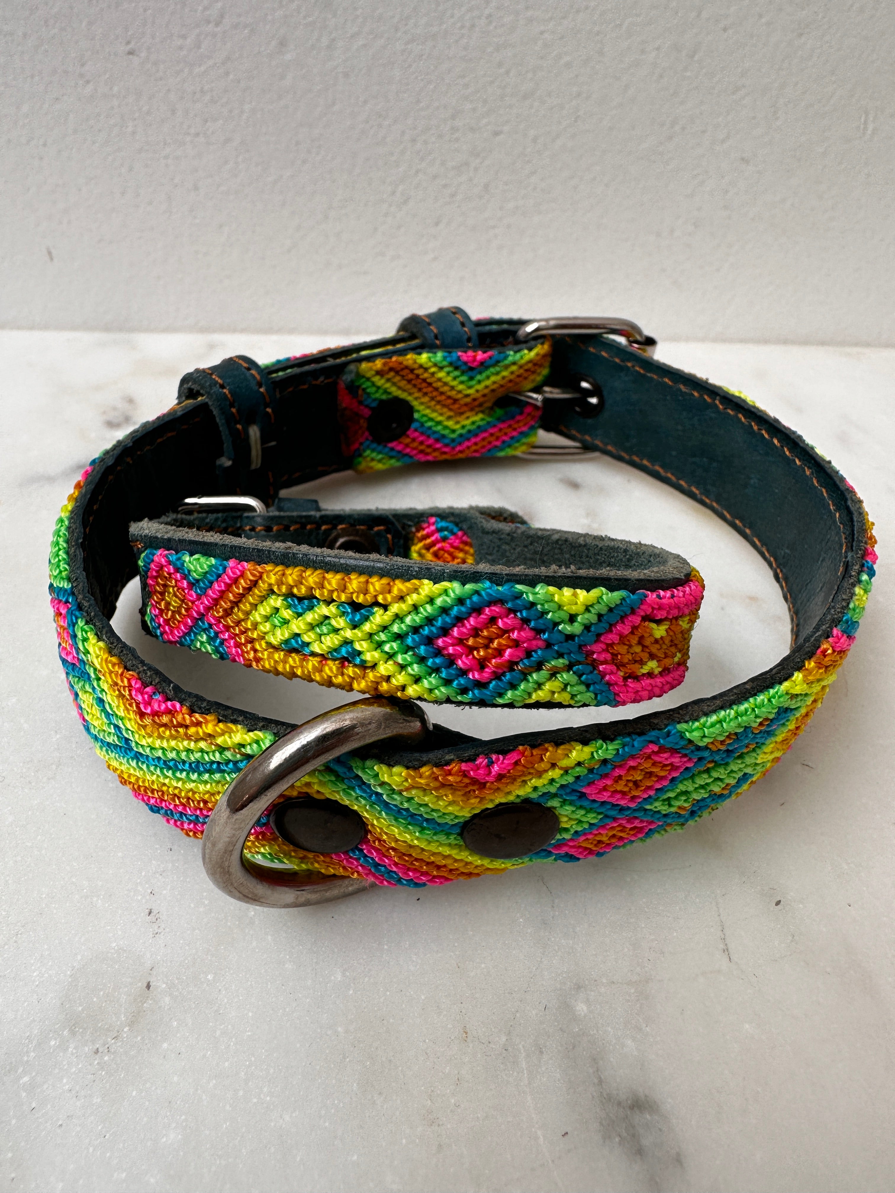 Future Nomads Homewares One Size Huichol Fully Embroidered Dog Collar S1