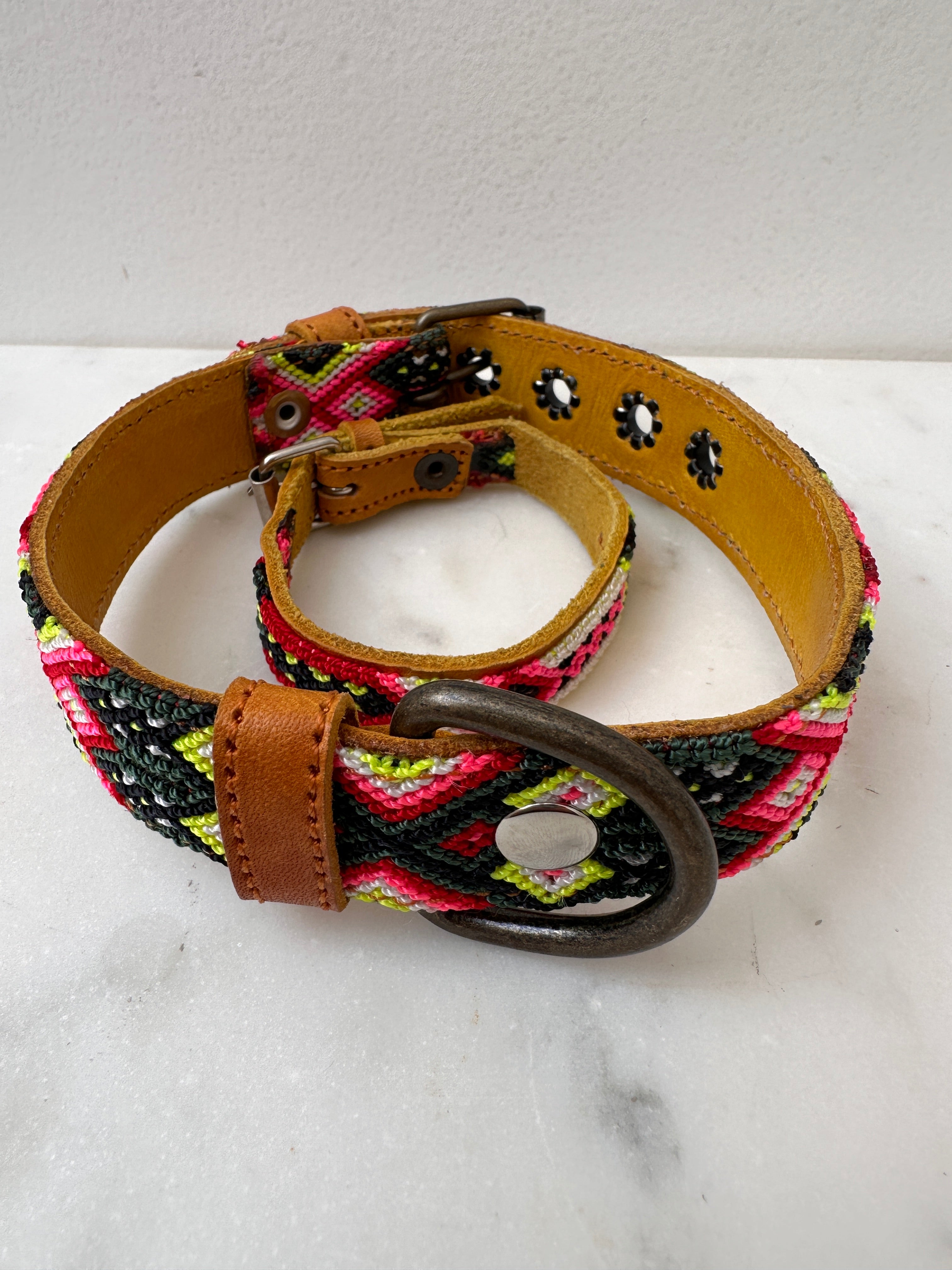 Future Nomads Homewares One Size Huichol Fully Embroidered Dog Collar S3