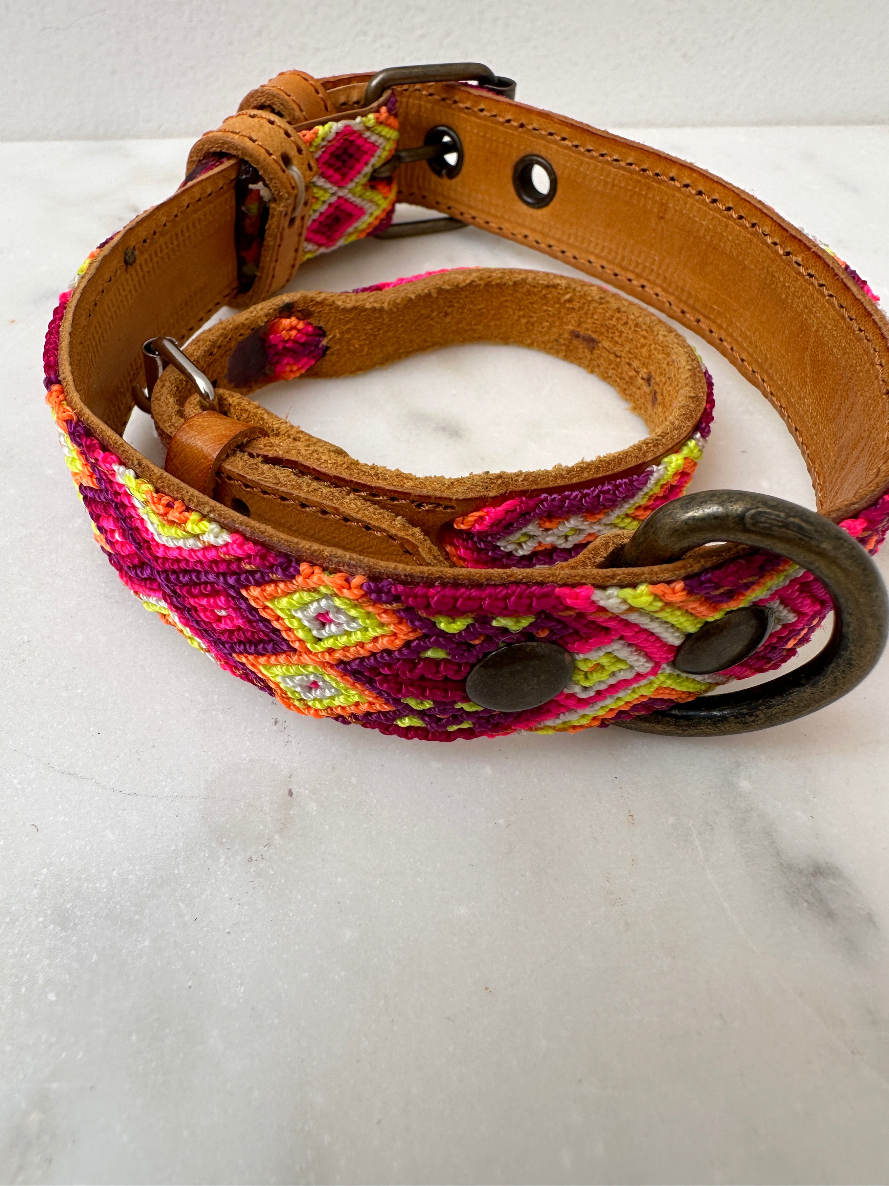Future Nomads Homewares One Size Huichol Fully Embroidered Dog Collar S5