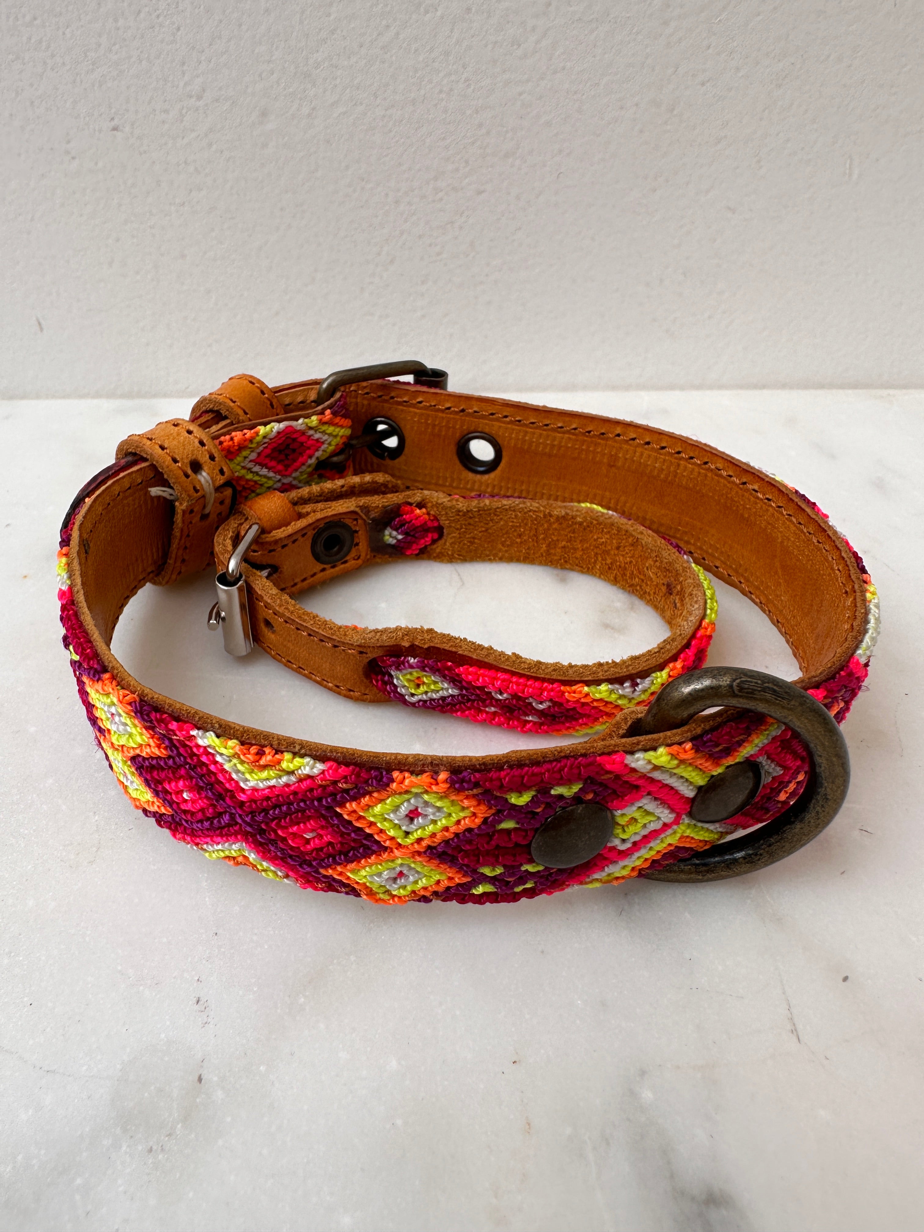 Future Nomads Homewares One Size Huichol Fully Embroidered Dog Collar S5