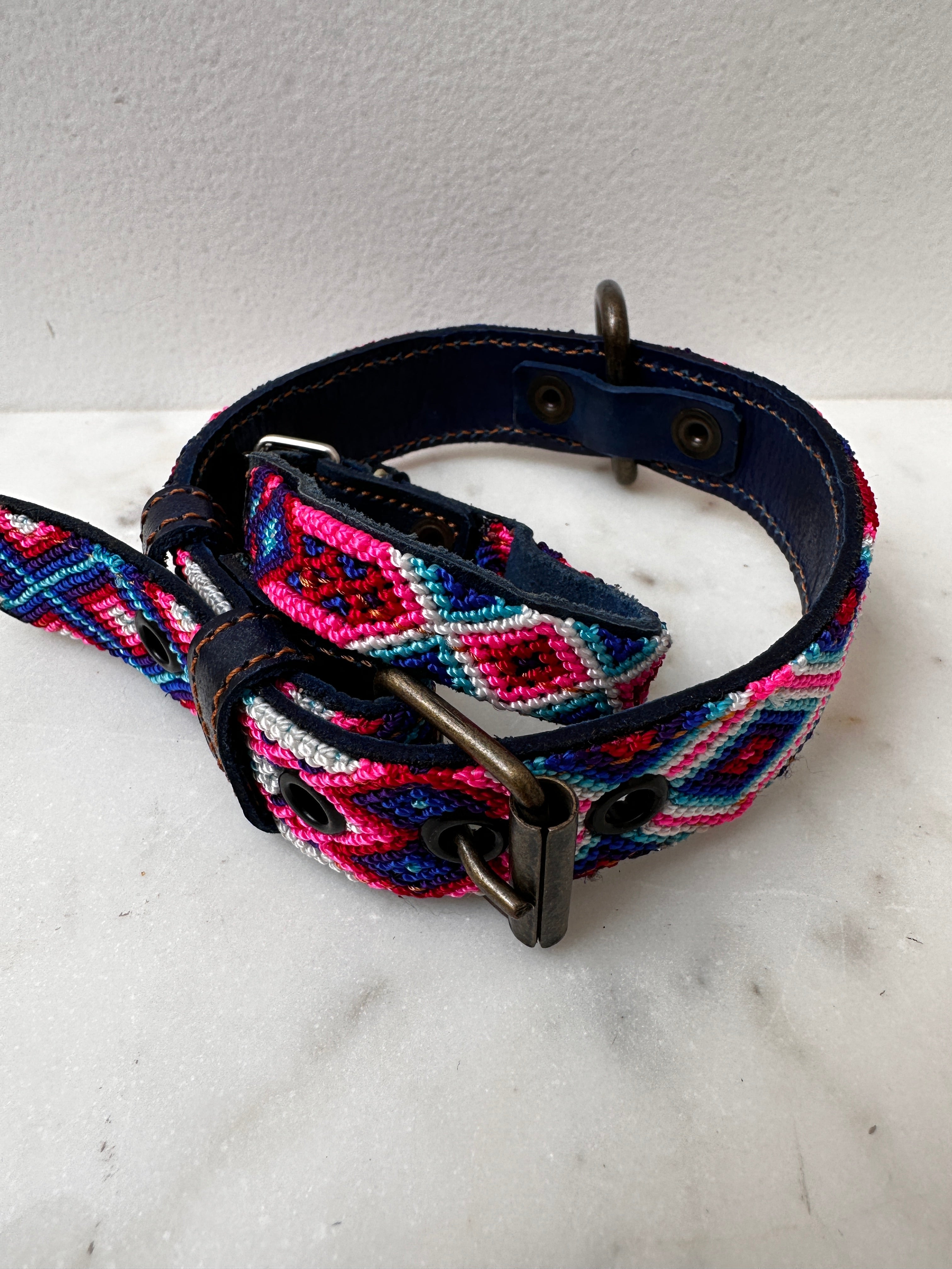 Future Nomads Homewares One Size Huichol Fully Embroidered Dog Collar S8
