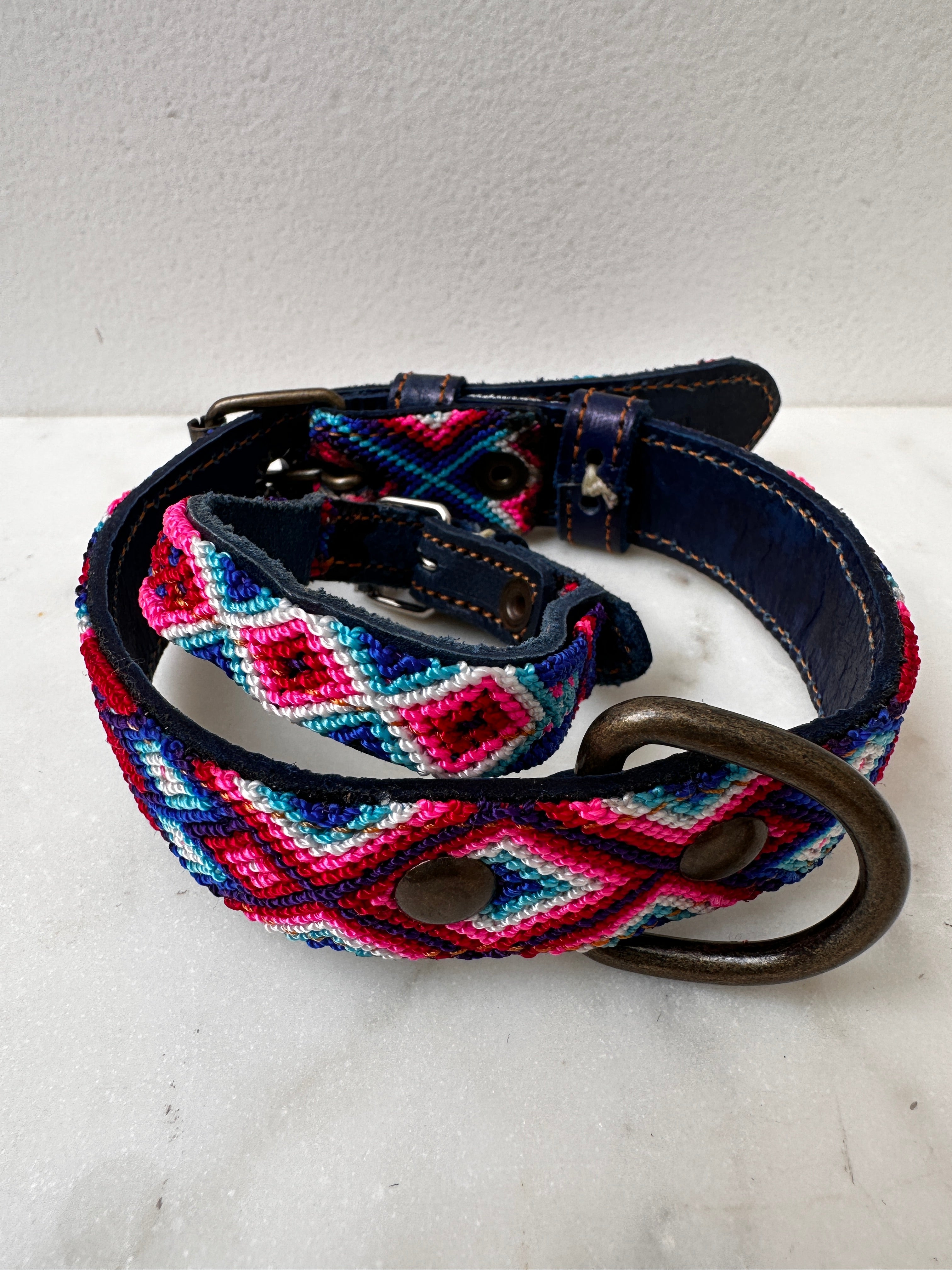 Future Nomads Homewares One Size Huichol Fully Embroidered Dog Collar S8