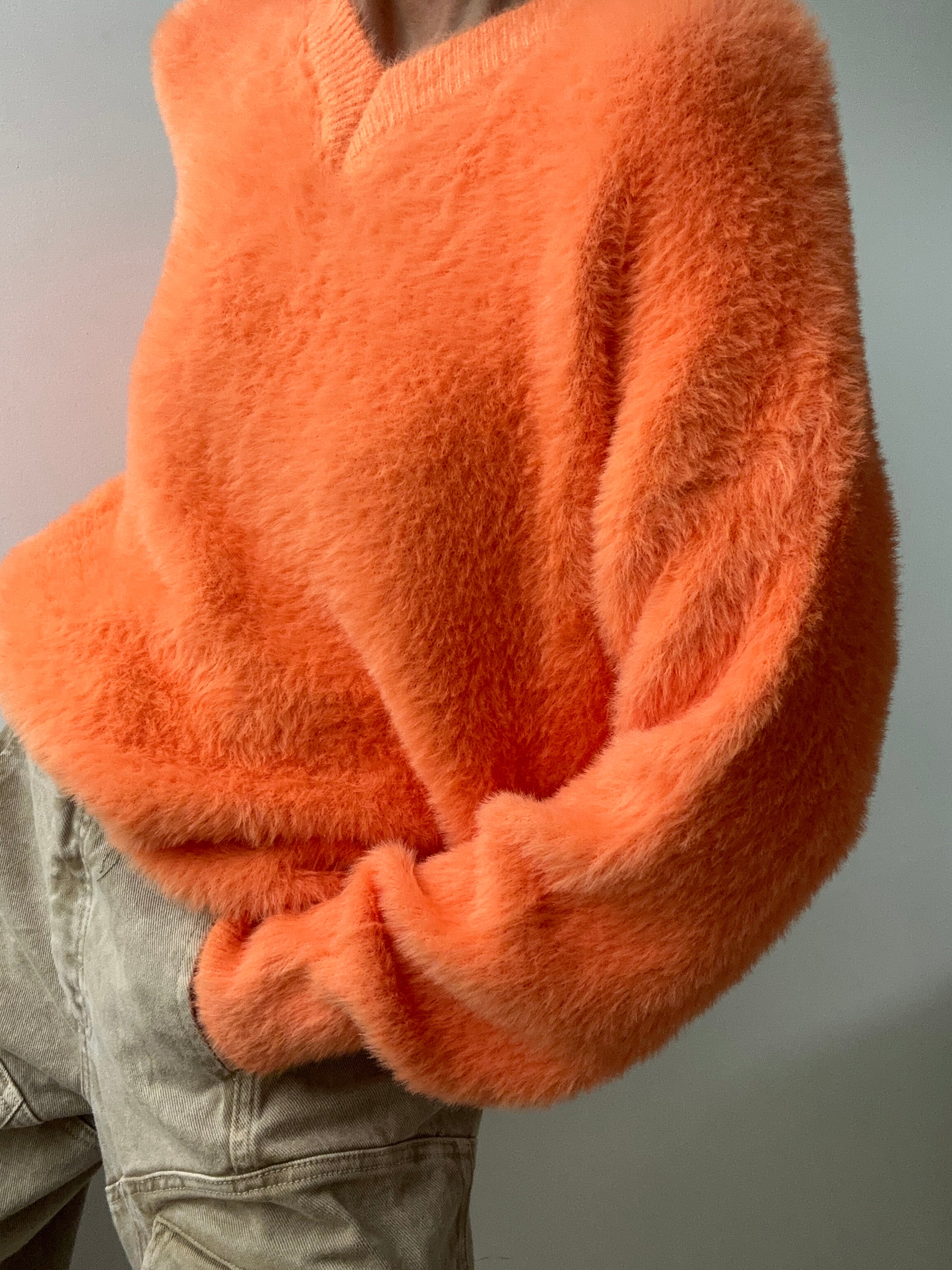 Future Nomads Jumpers Small-Medium V Neck Soft Knit Orange