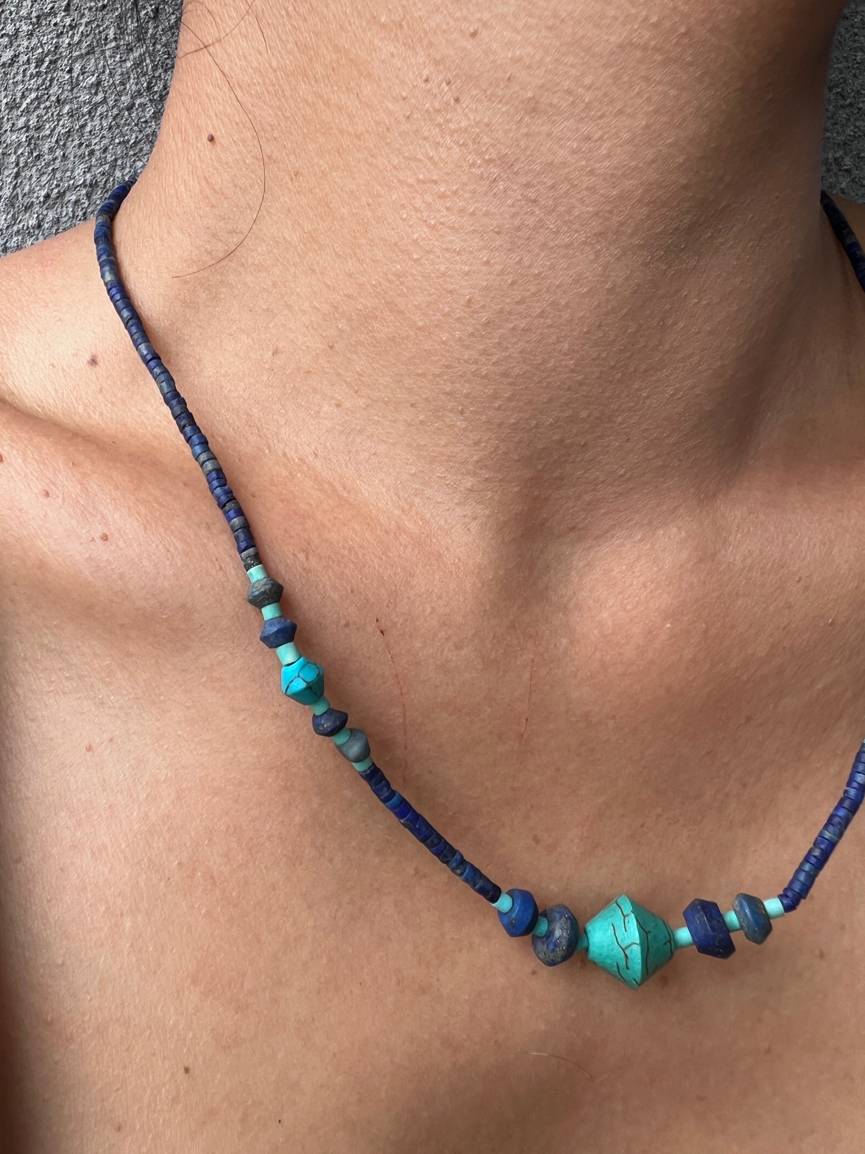 Future Nomads Necklaces 22cm Turquoise Bead With Small Lapis Necklace