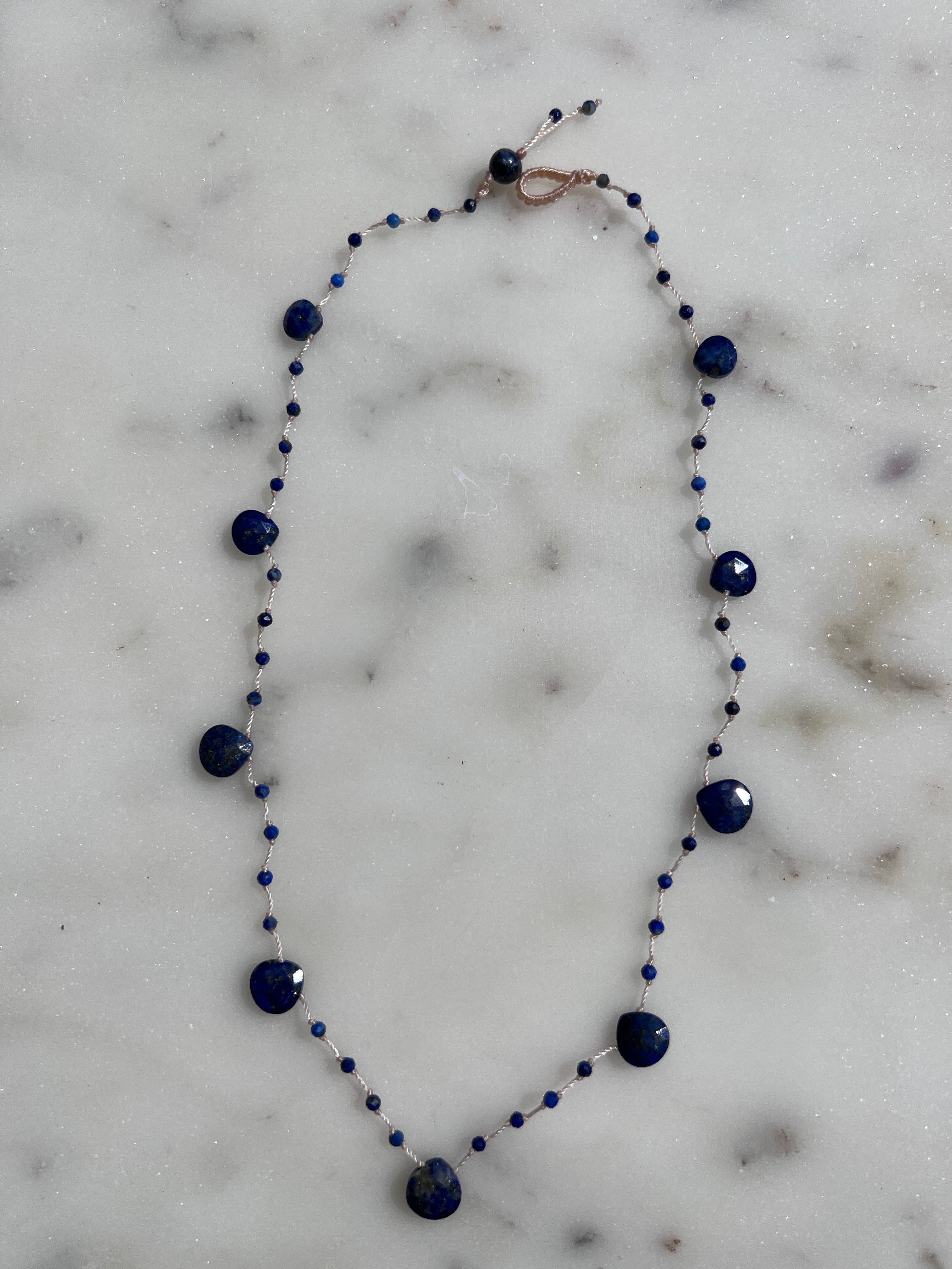 Future Nomads Necklaces Lapis Drop And Small Bead Necklace