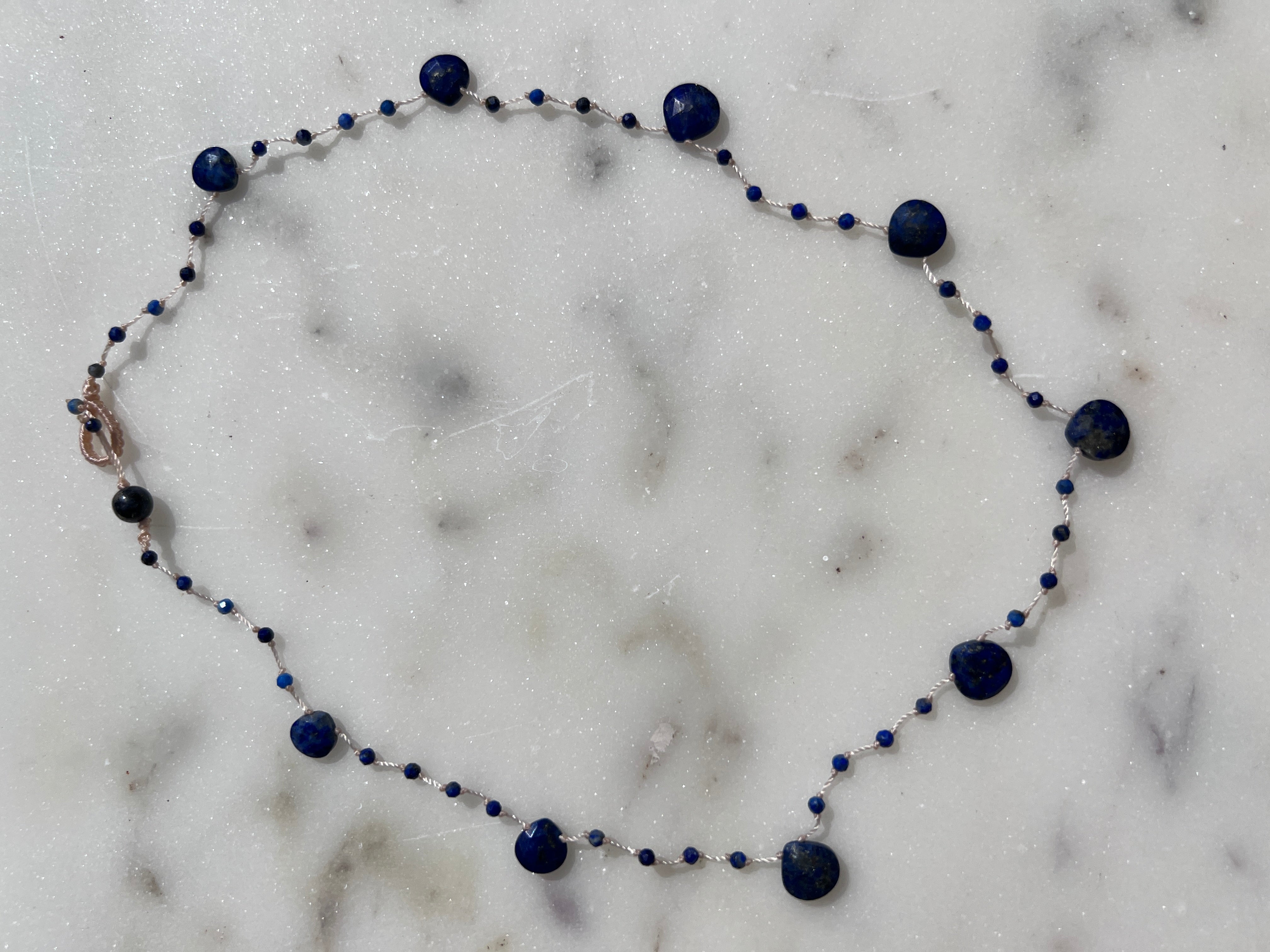 Future Nomads Necklaces Lapis Drop And Small Bead Necklace
