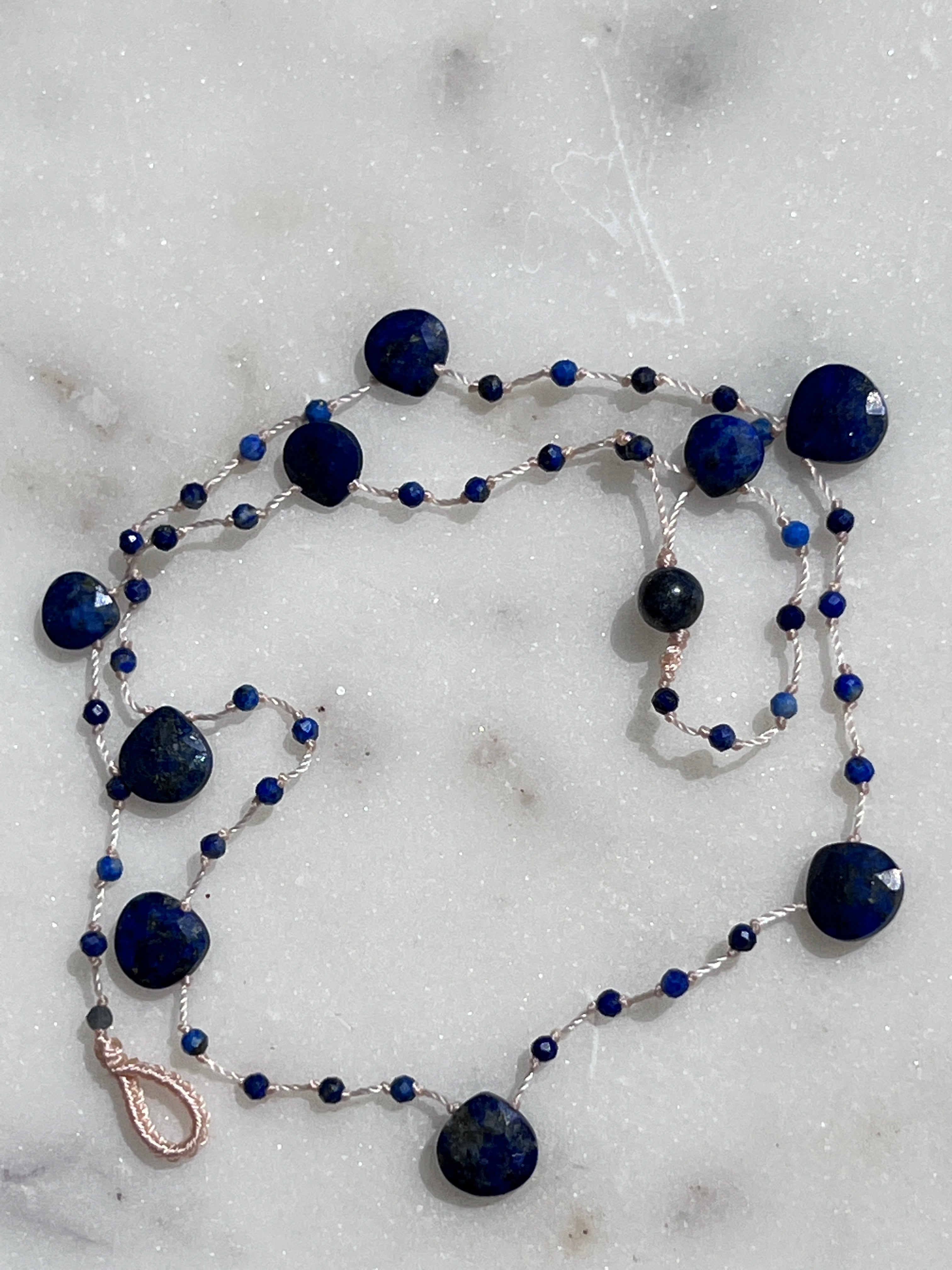 Future Nomads Necklaces Lapis Drop And Small Bead Necklace
