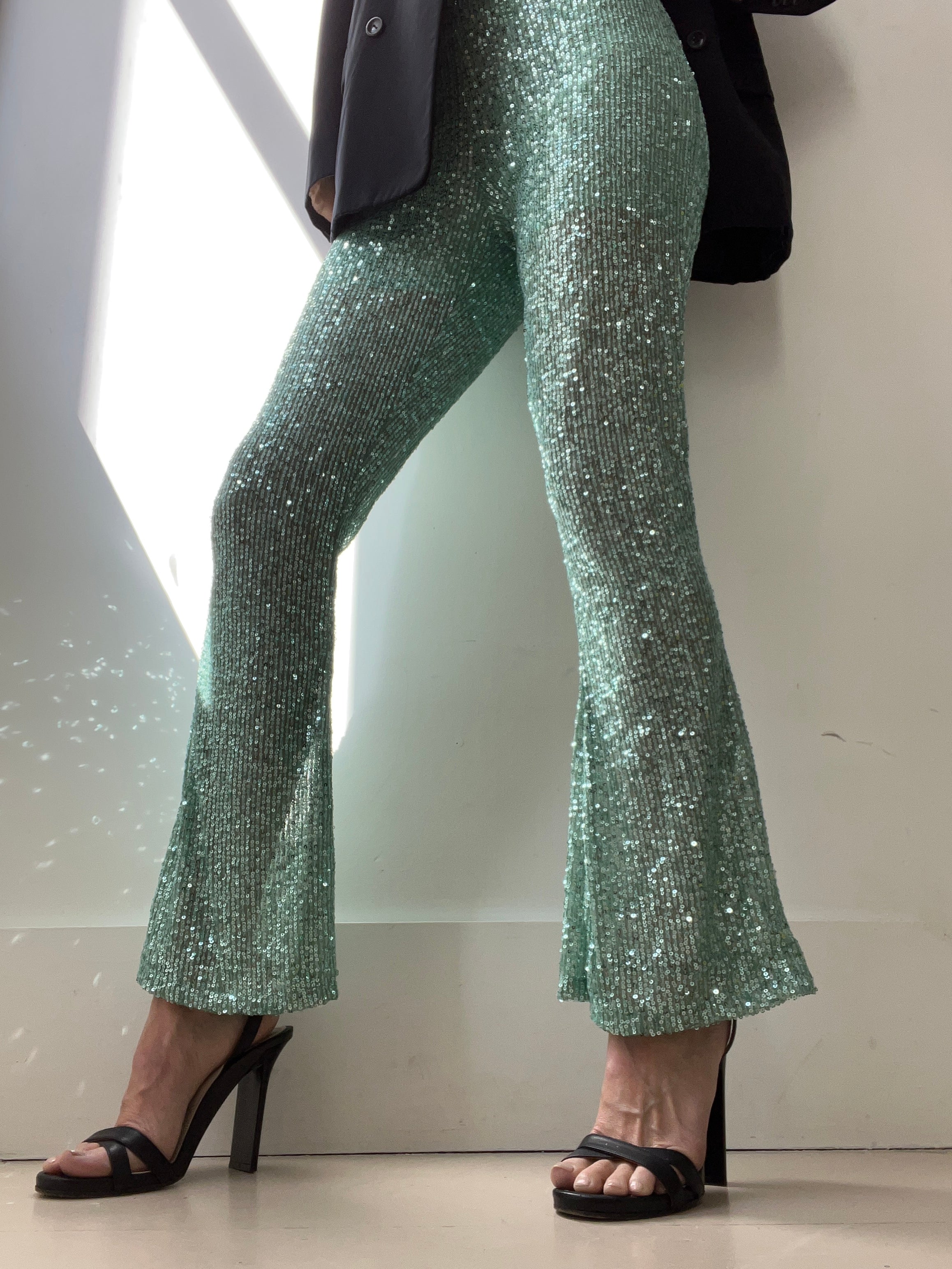 Sequin-embellished high-waist pants | P14186 | NISSA