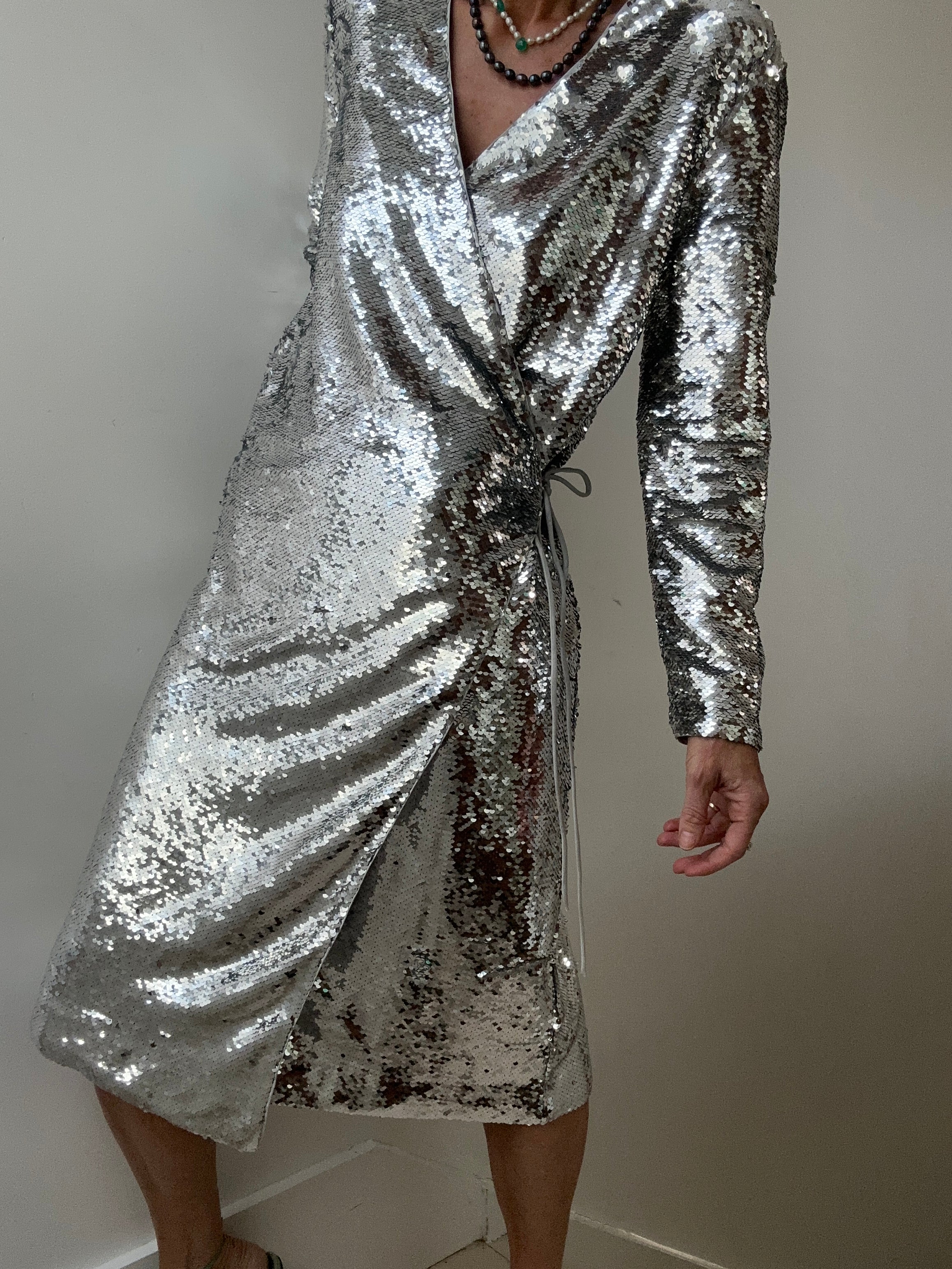 Ganni Dresses EU 36 / UK 8 Ganni Wrap Dress Silver