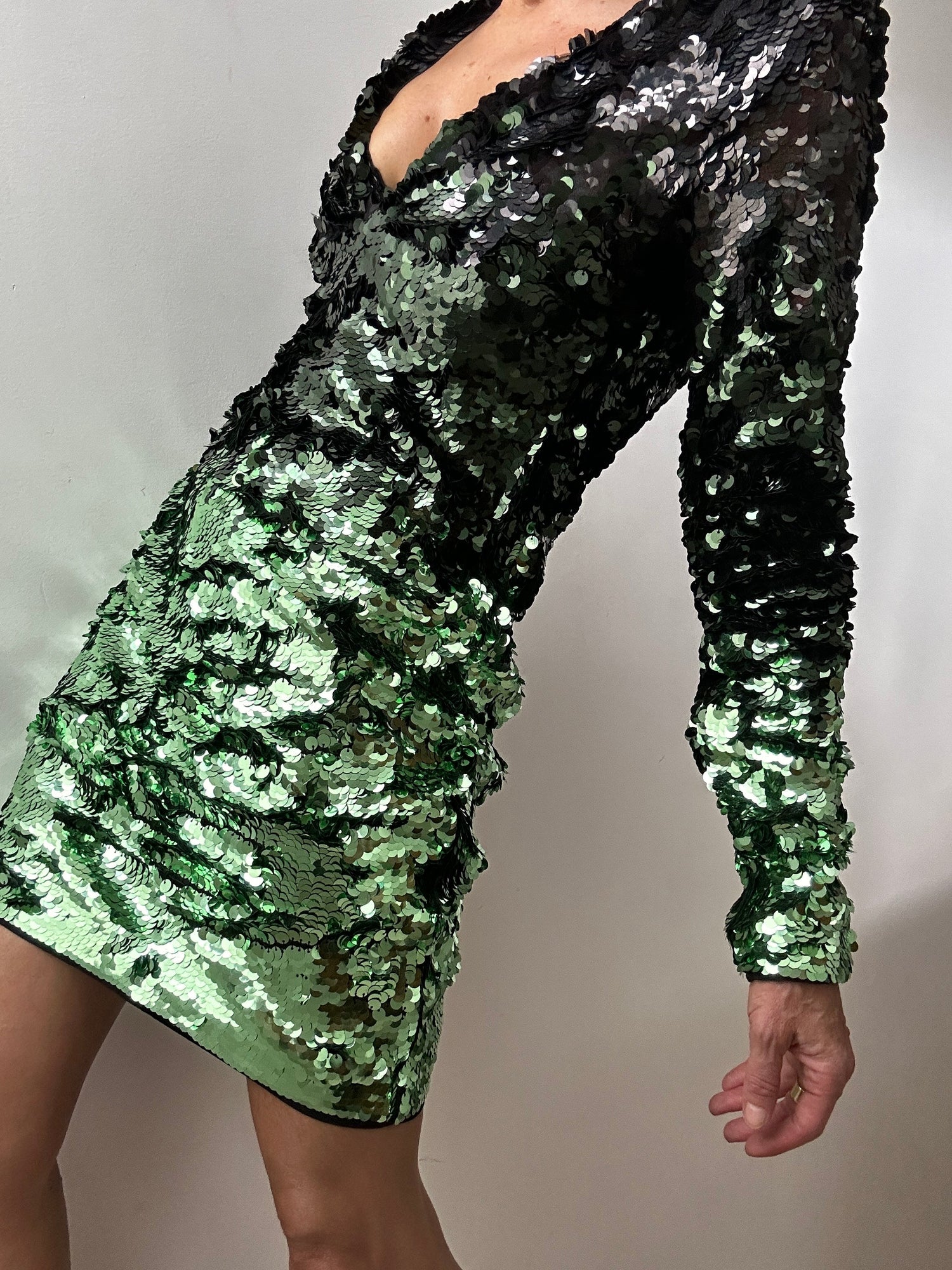 Ganni Lime Green Sequin Mini Dress | Jetsetbohemian