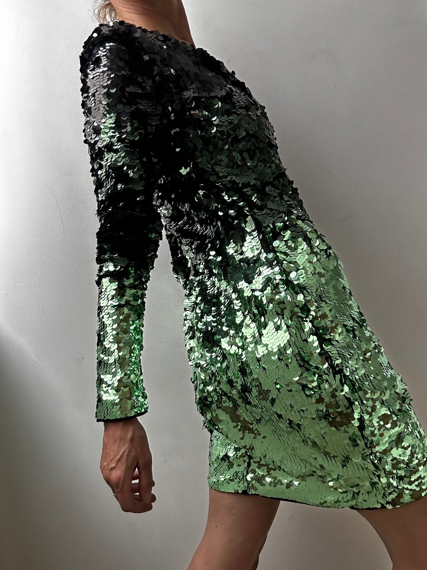 Ganni Lime Green Sequin Mini Dress | Jetsetbohemian