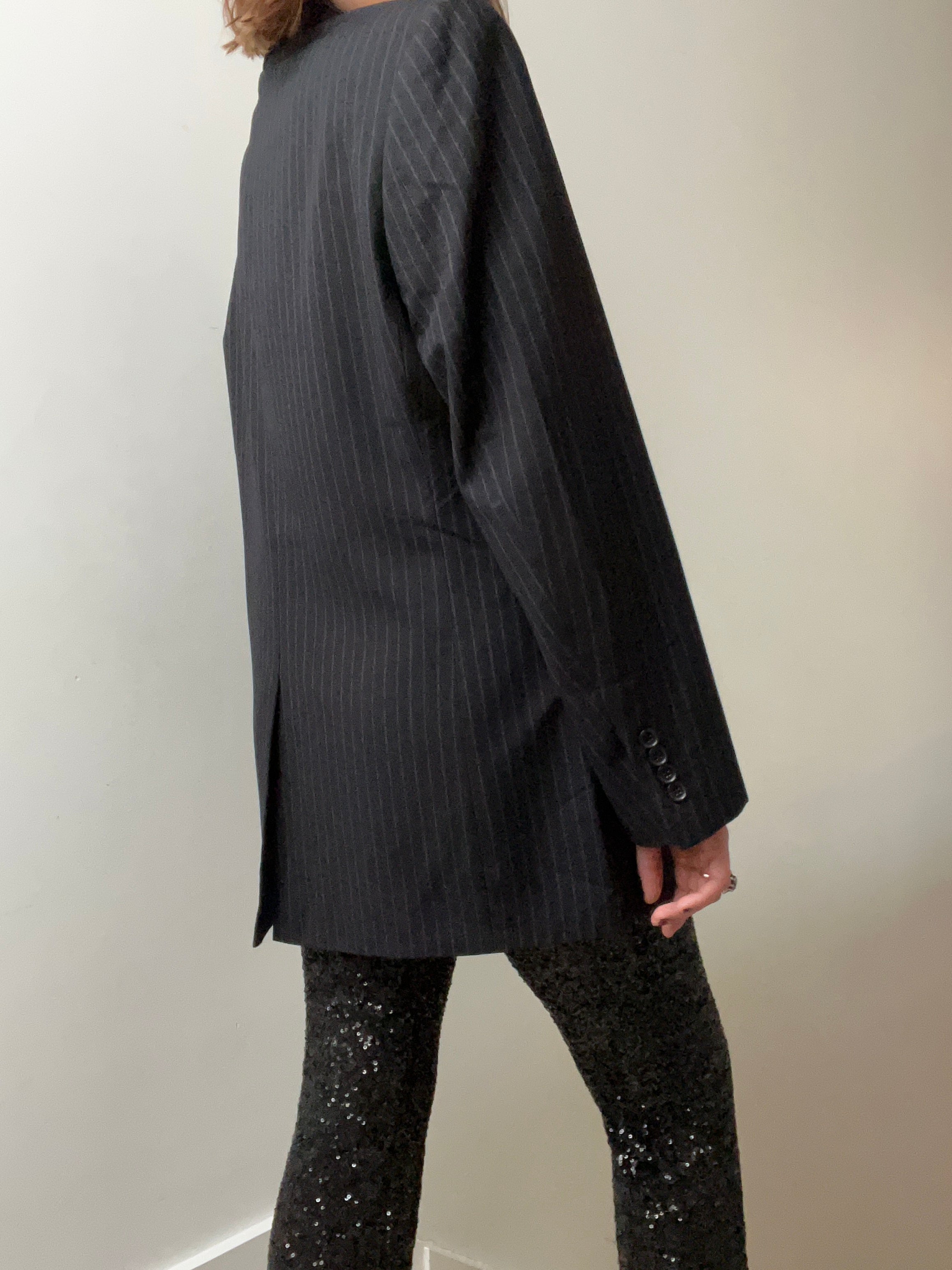 Georgio Armani Jackets Large-XLarge Vintage Italian Black Pinstripe Blazer