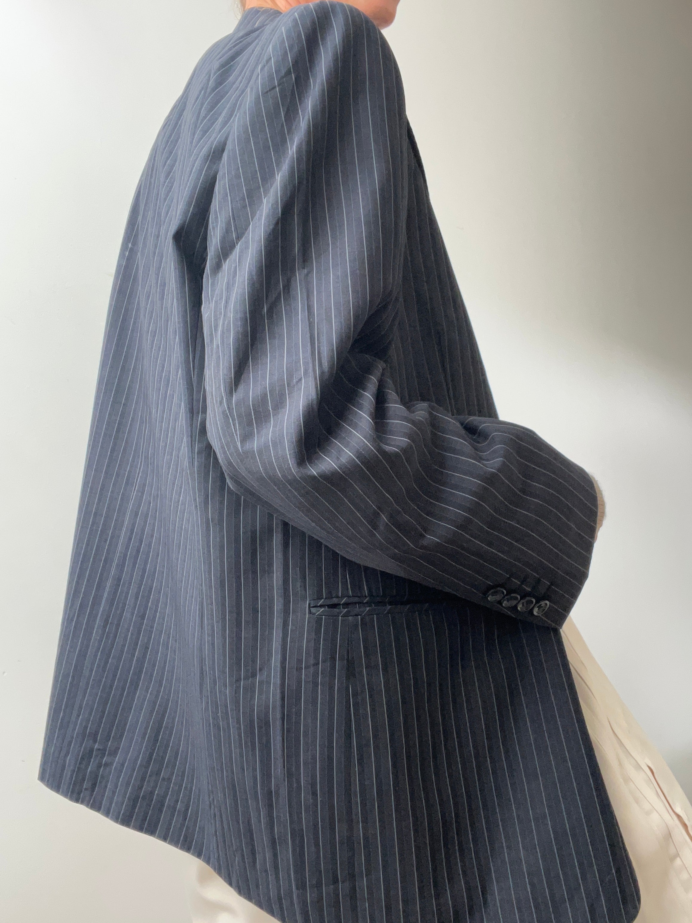 Georgio Armani Jackets Medium Mid Blue Pinstripe Blazer