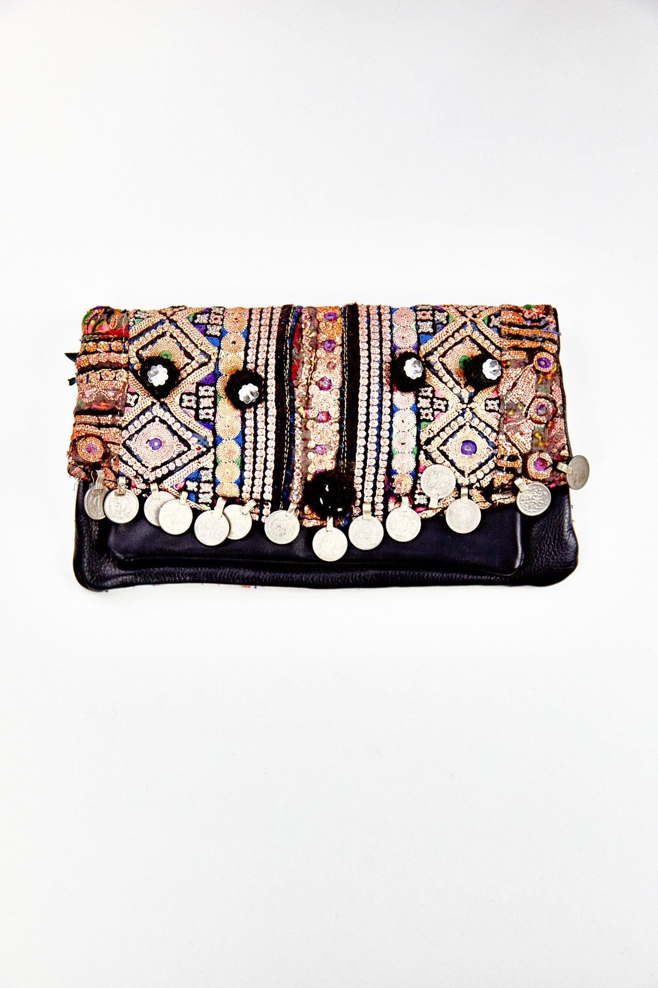 Jetsetbohemian Bags Mixed Colours Coin Tassel Clutch