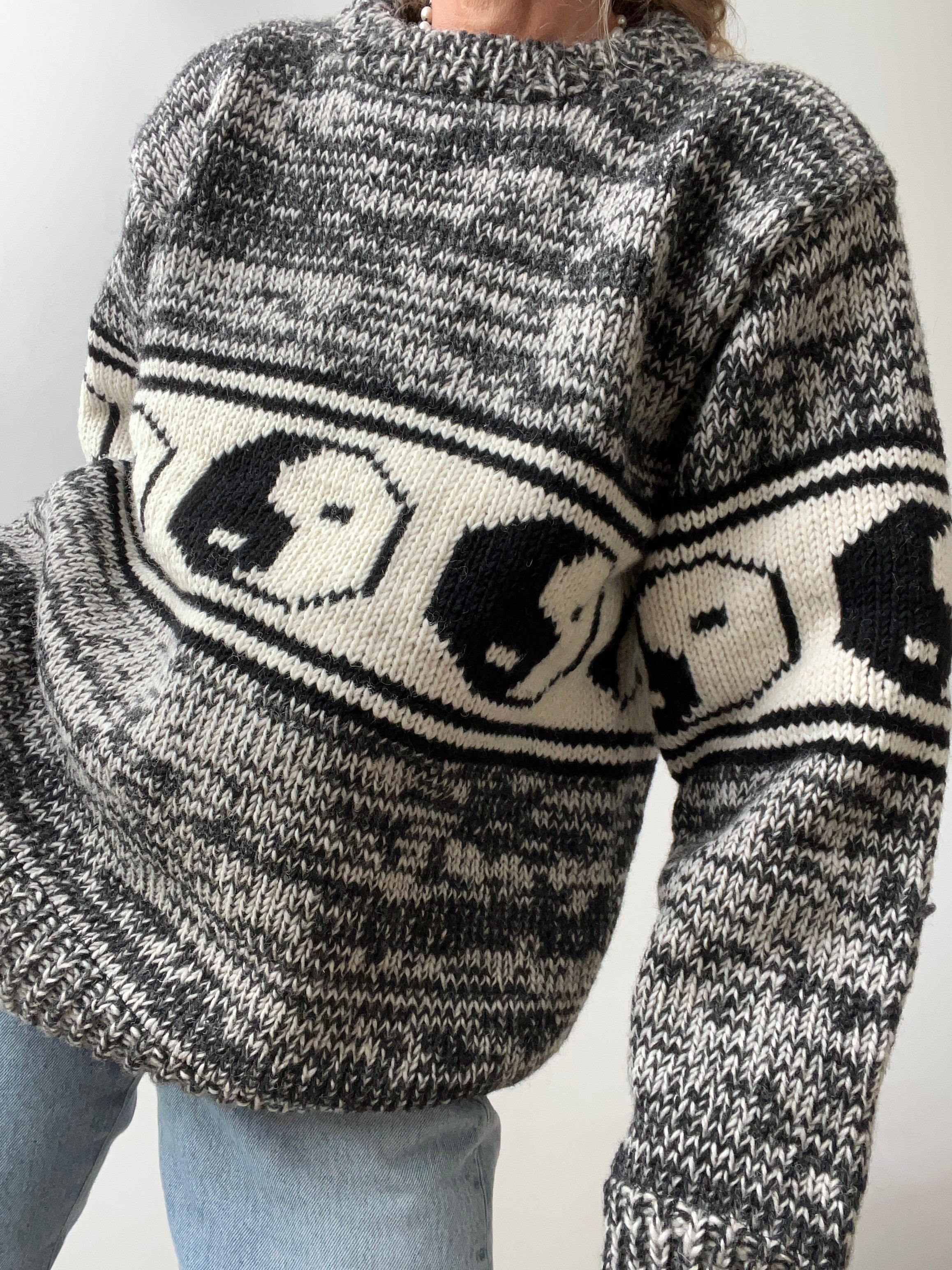 Jetsetbohemian Jumpers Yin Yang Handknit with Fleece