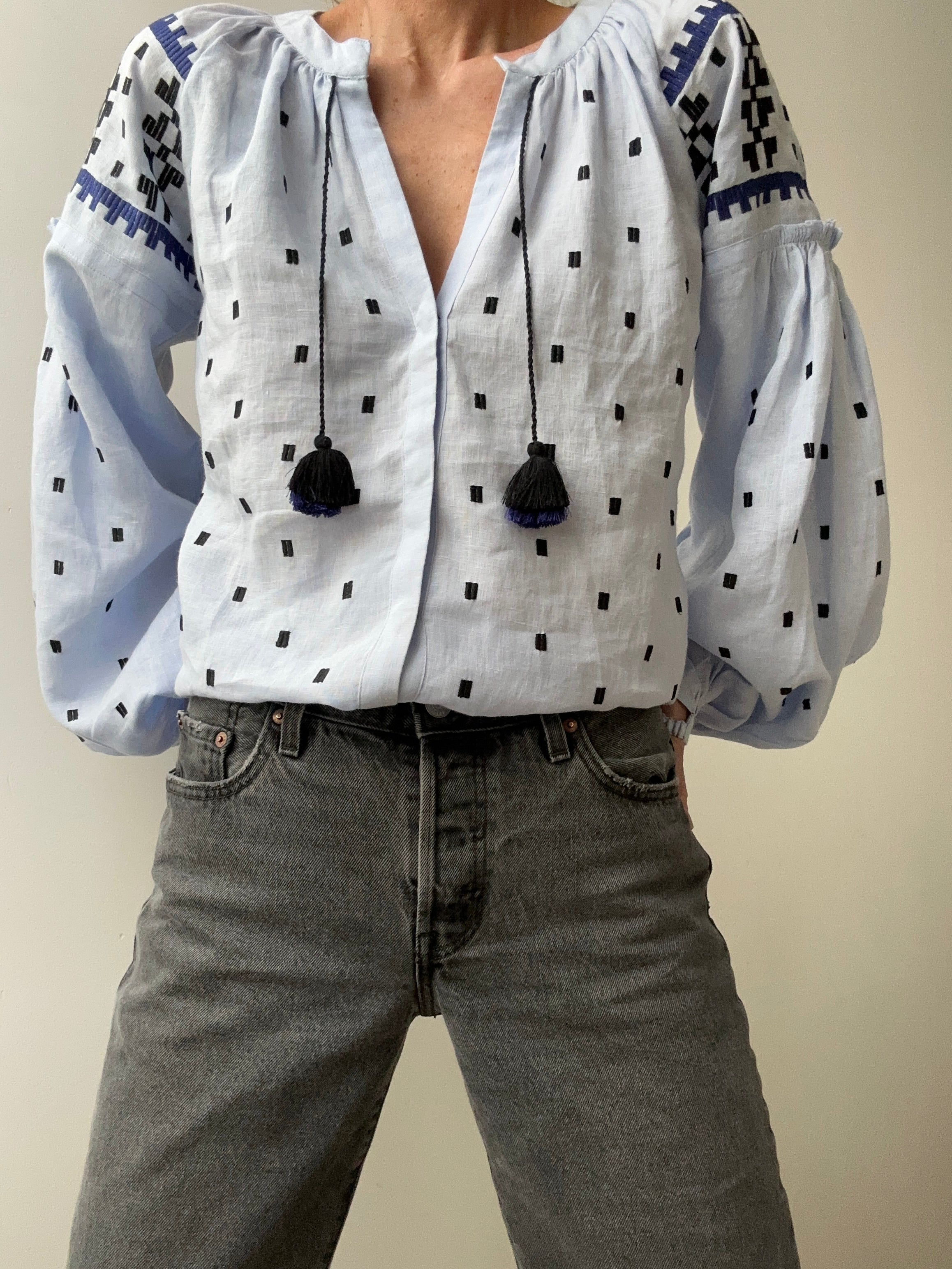 March 11 Geometric Blouse Blue | Blouses