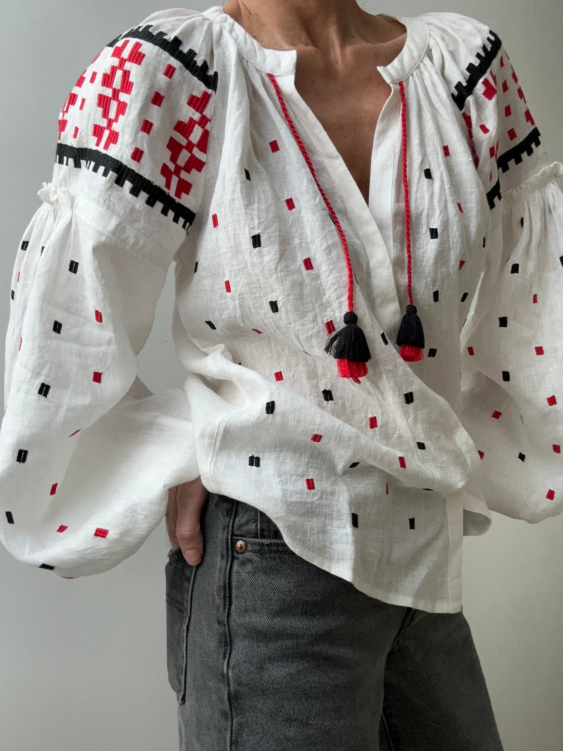March 11 Blouses March 11 Geometric Blouse White