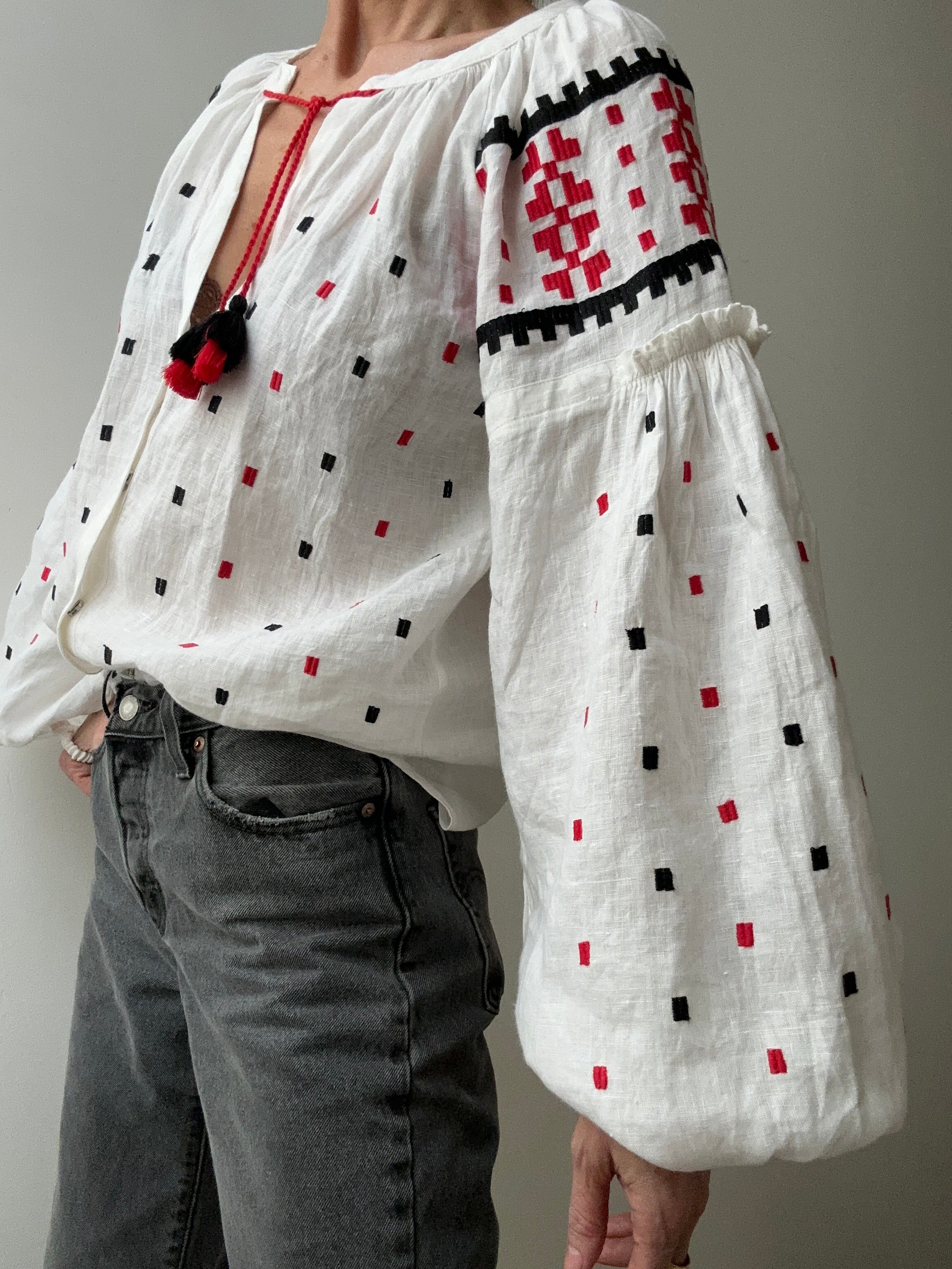 March 11 Blouses March 11 Geometric Blouse White