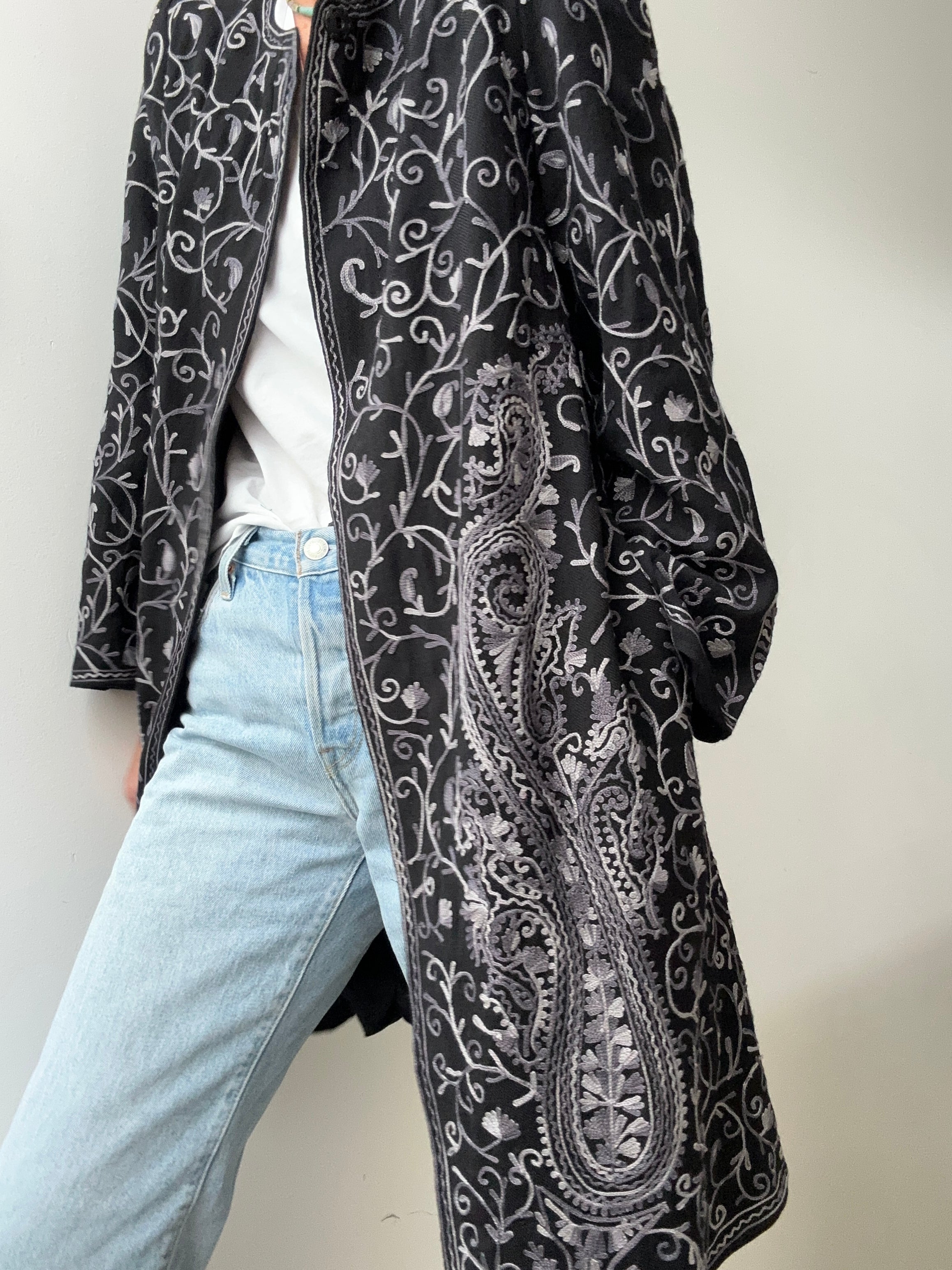 Matta Jackets Cotton Embroidered Jacket Long Black