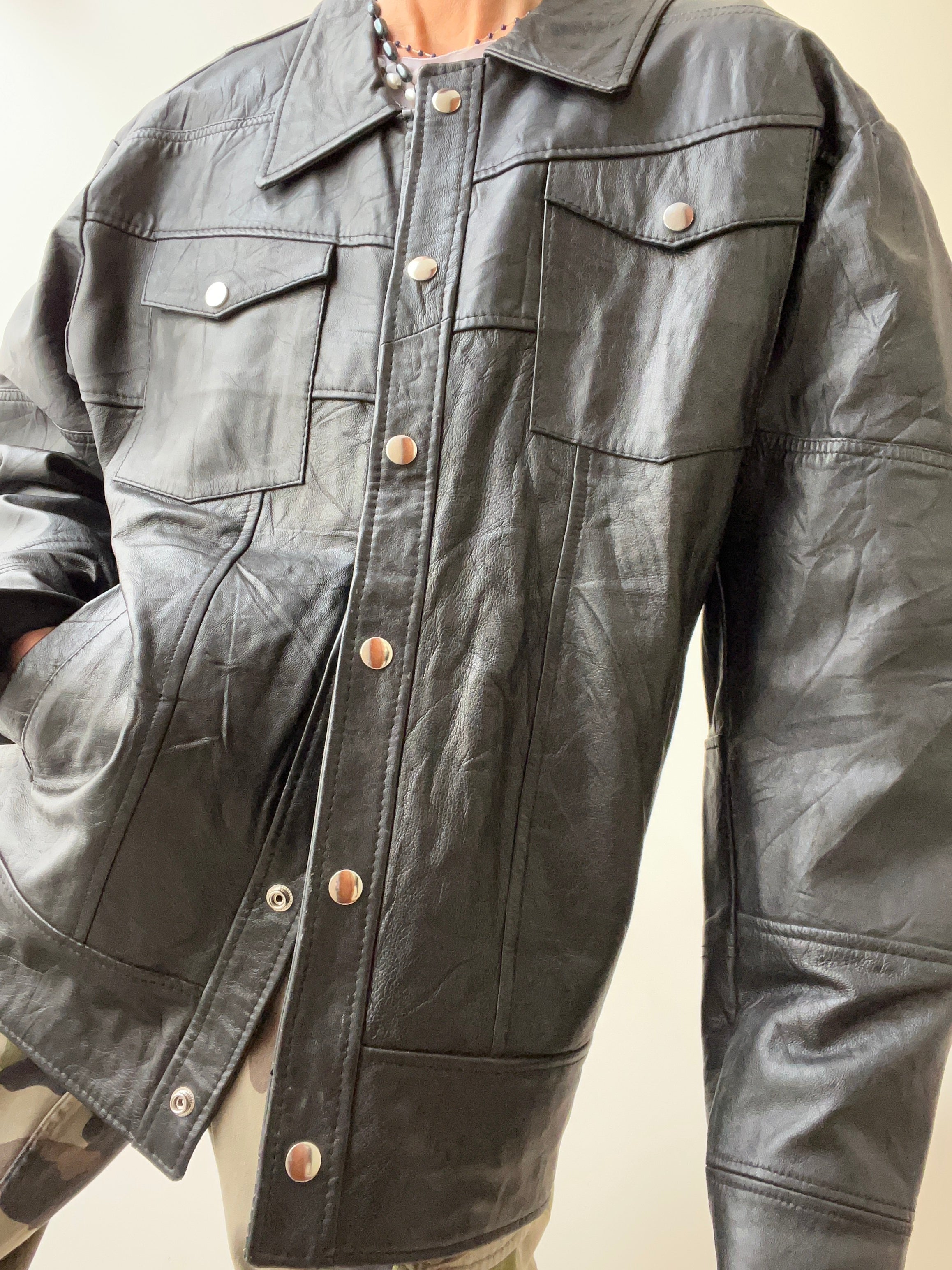 Leather top shirt jackets