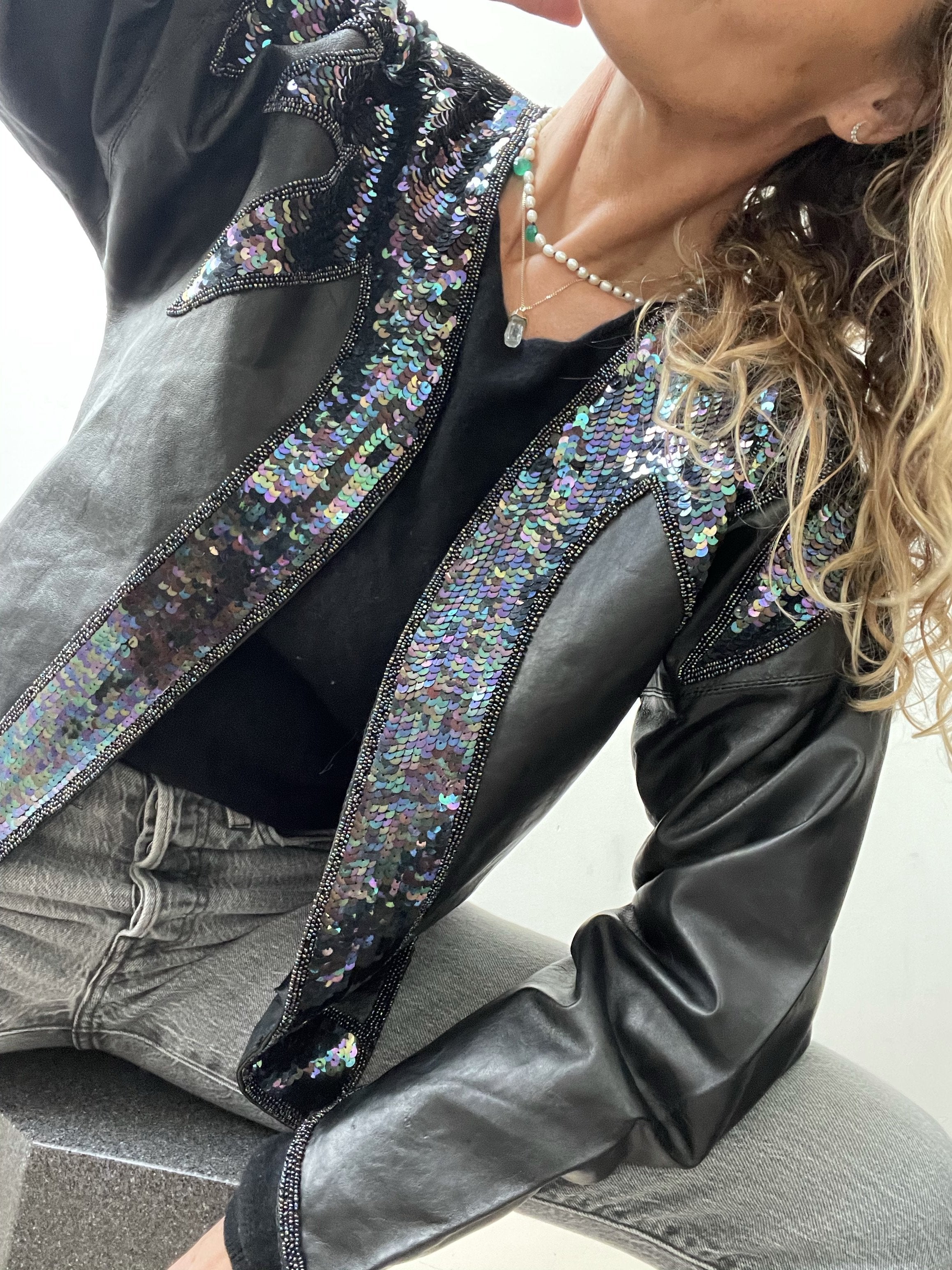 Not specified Jackets Medium Rare Leather Sequin Jacket