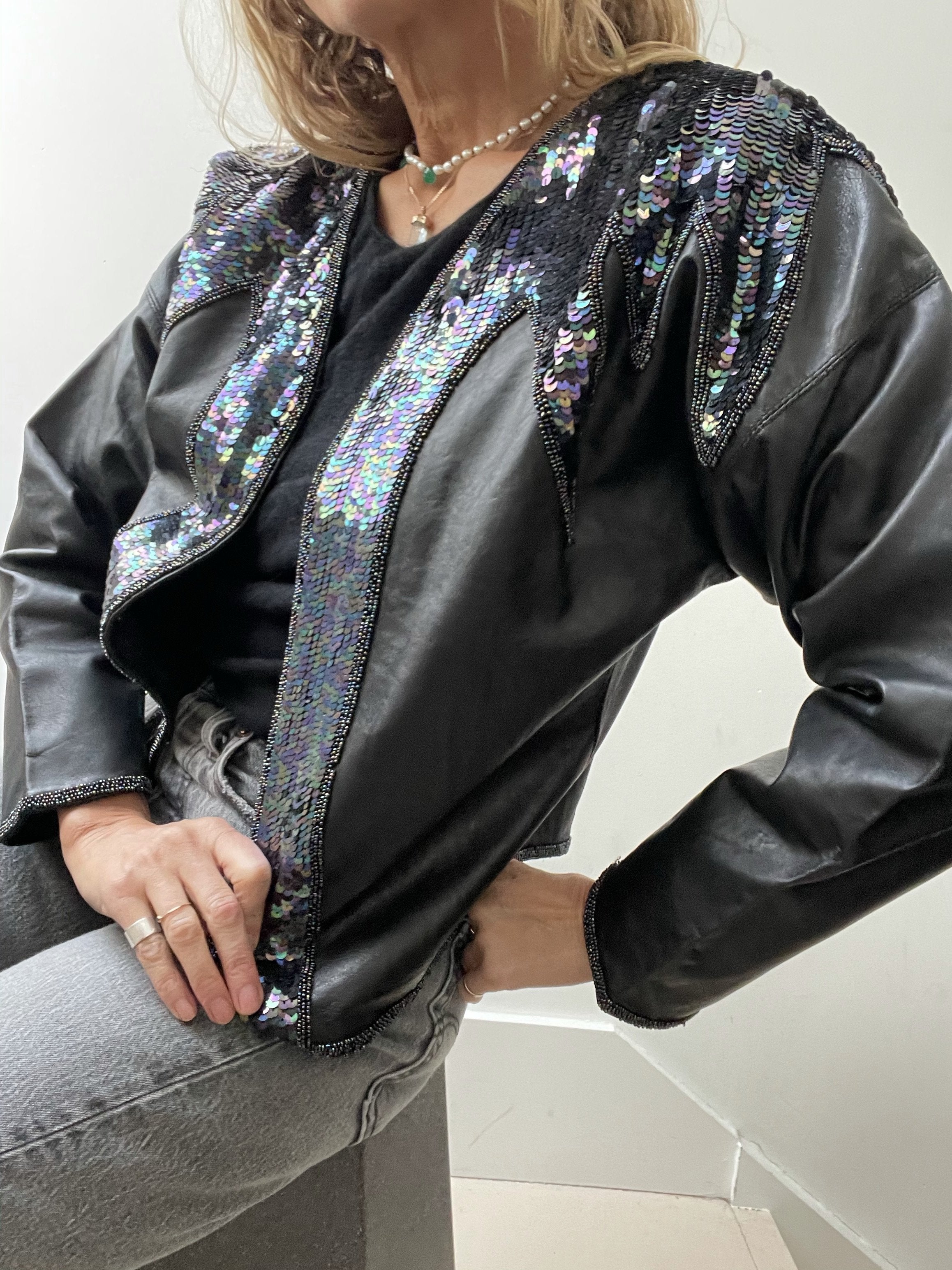 Not specified Jackets Medium Rare Leather Sequin Jacket