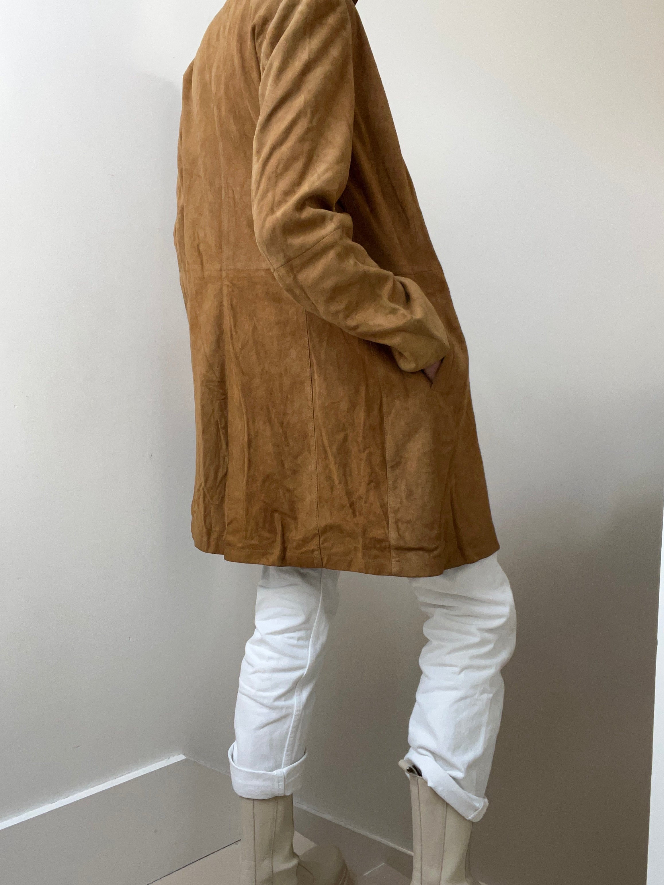 Not specified Jackets Medium Tan Suede Jacket Woven Buttons