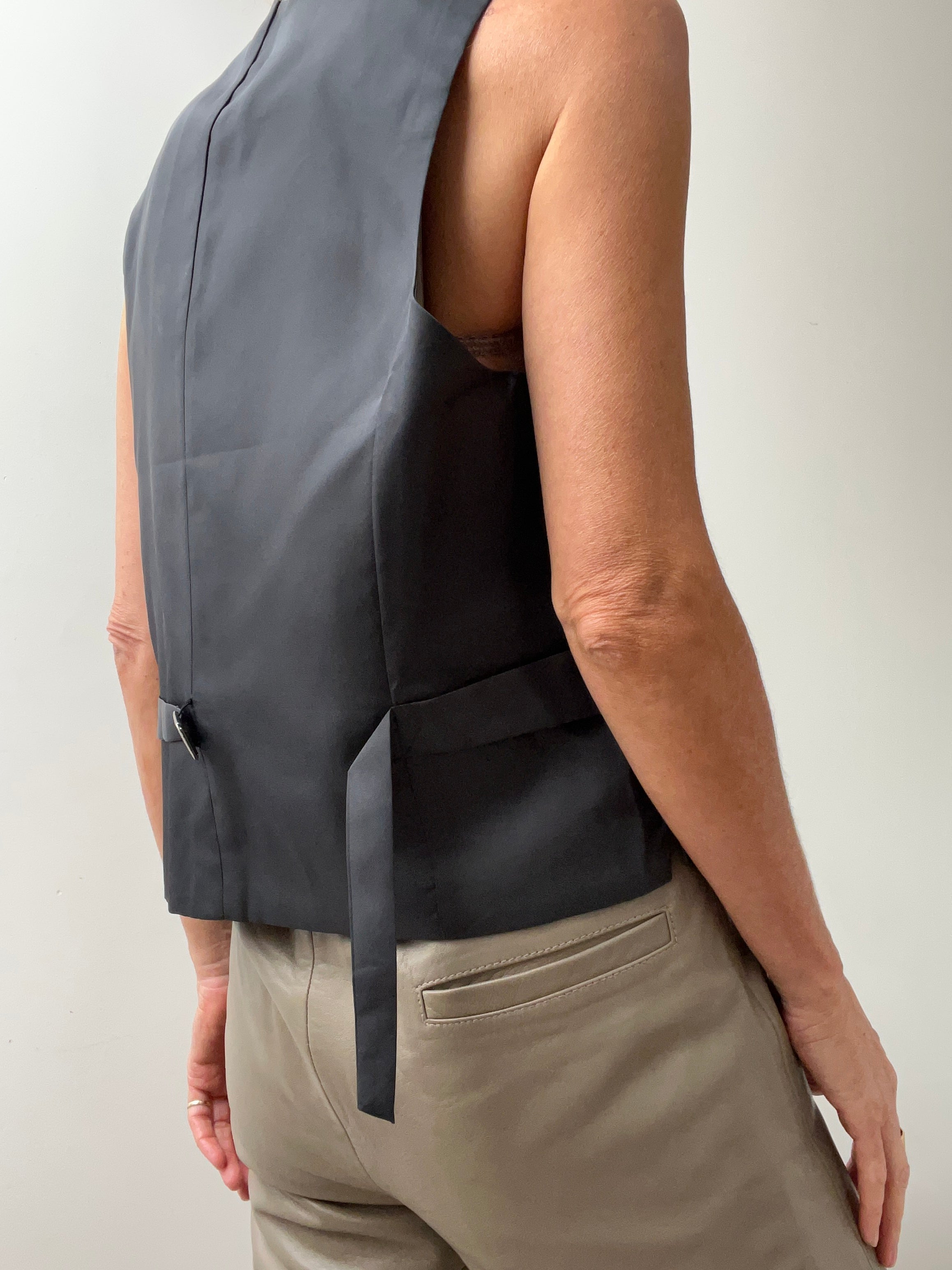 Not specified Vests Medium-Large Grey Self Stripe Vest 221