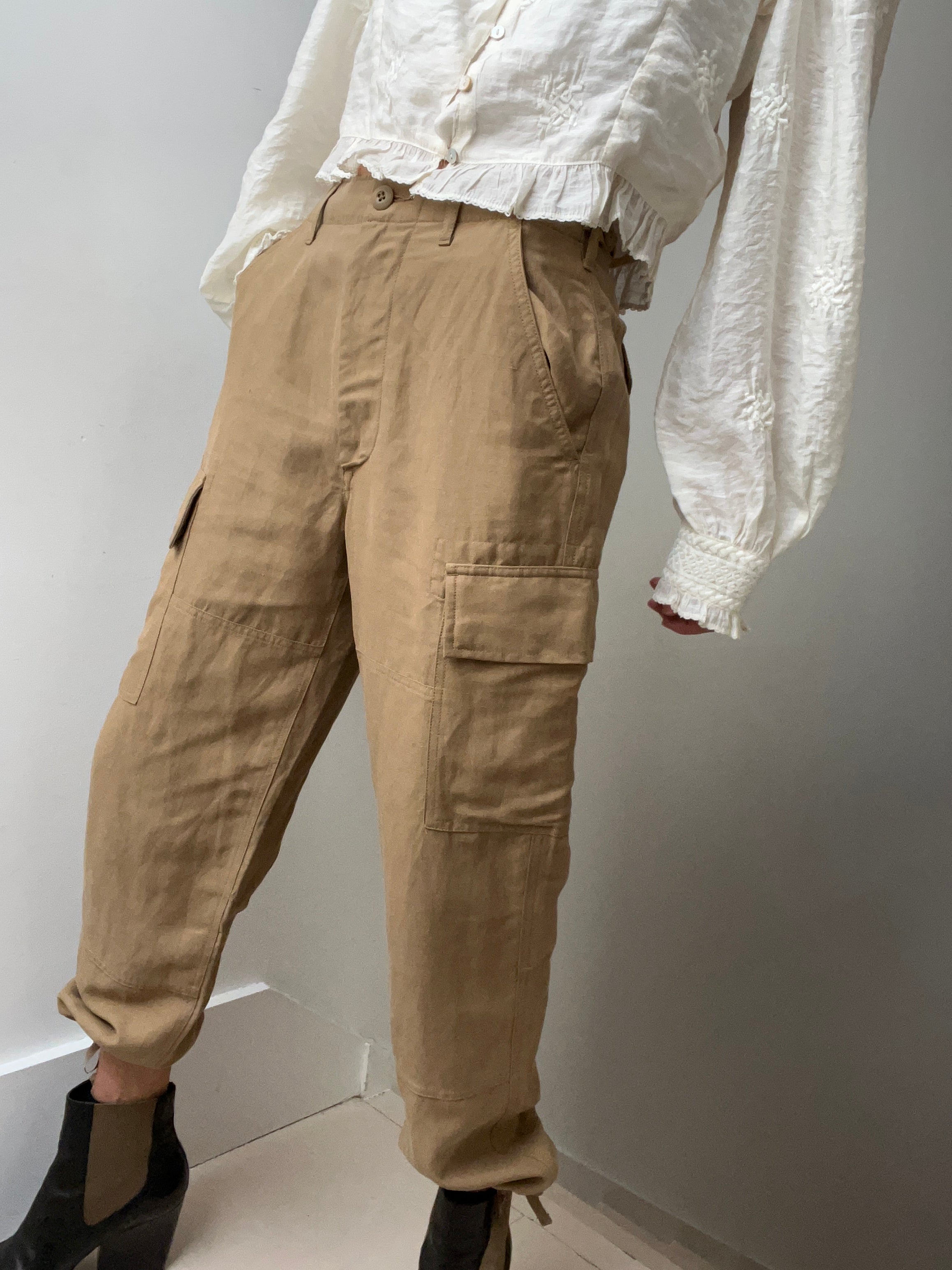 Ralph Lauren Pants Ralph Lauren Silk Blend Cargo Pants Tan