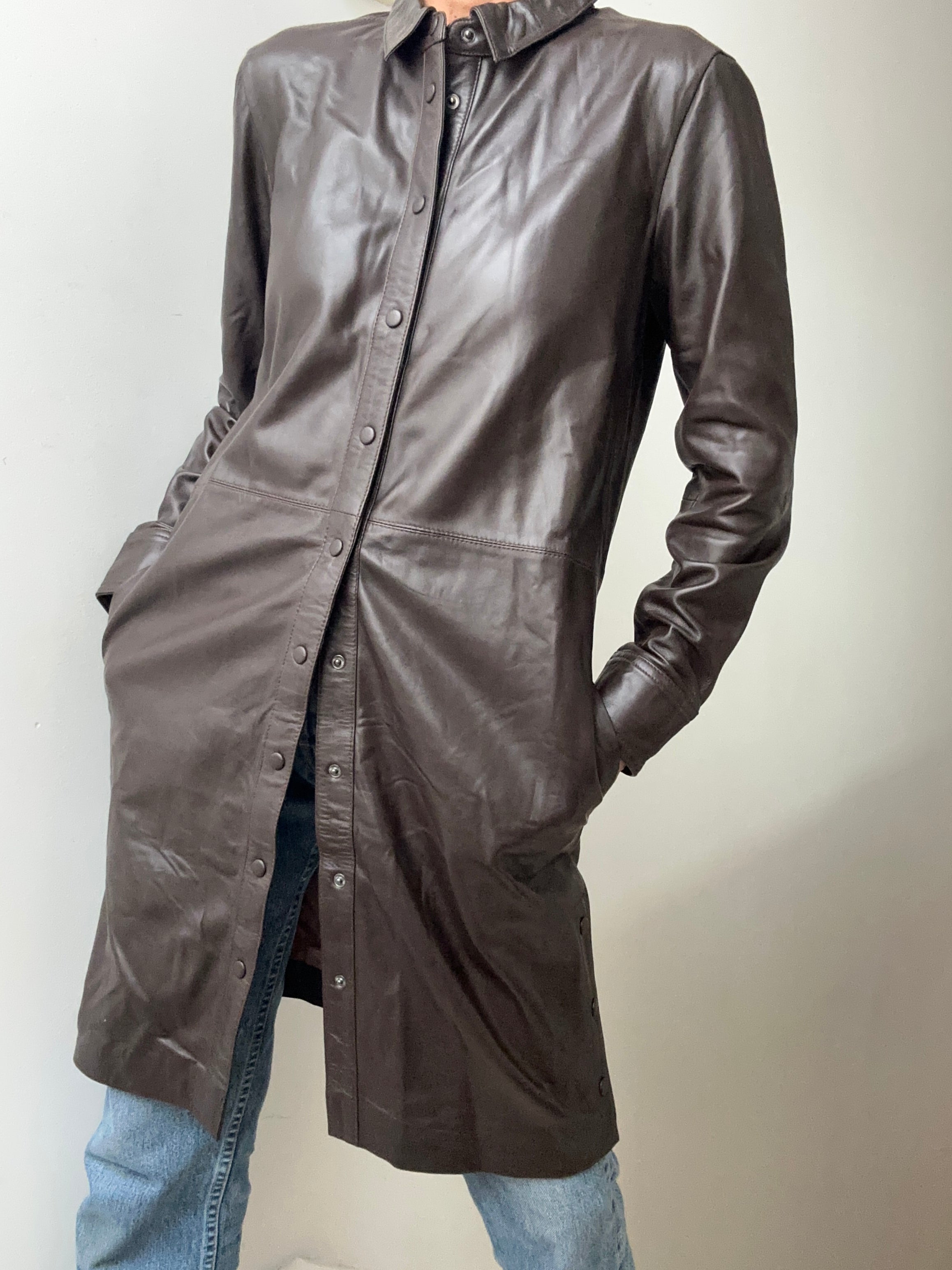 Rue De Femme Dresses Rue De Femme Lianne Leather Shirtdress Chocolate